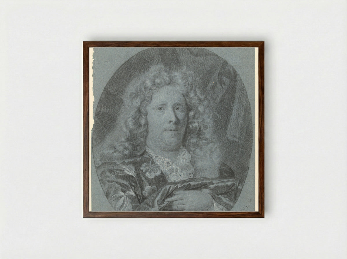 Self-Portrait in an Oval - Arnold Boonen - Framed Print Dark Wood