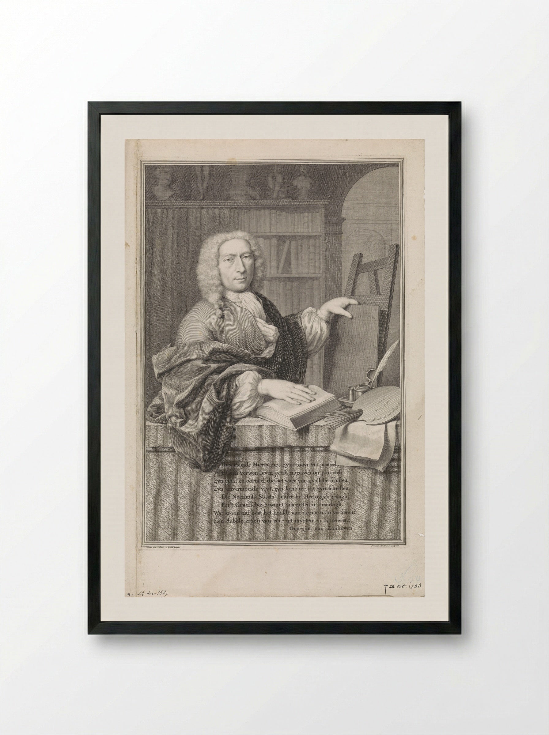 Self-Portrait of Frans van Mieris (II) - Frans van Mieris (II) - Framed Print Black