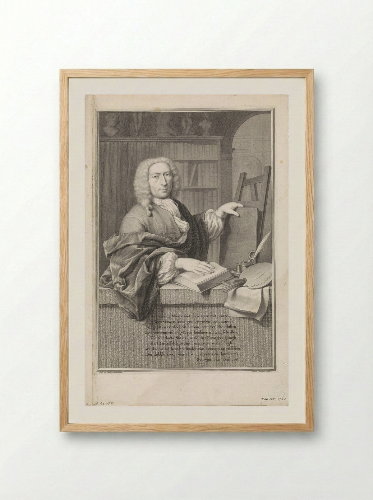 Self-Portrait of Frans van Mieris (II) - Frans van Mieris (II) - Framed Print Wood