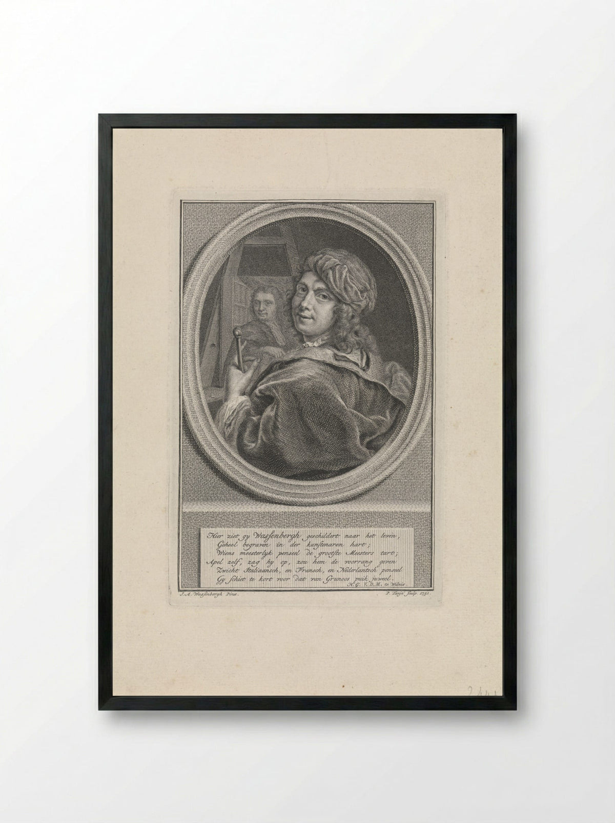 Self-Portrait of Jan Abel Wassenbergh - Jan Abel Wassenbergh - Framed Print Black