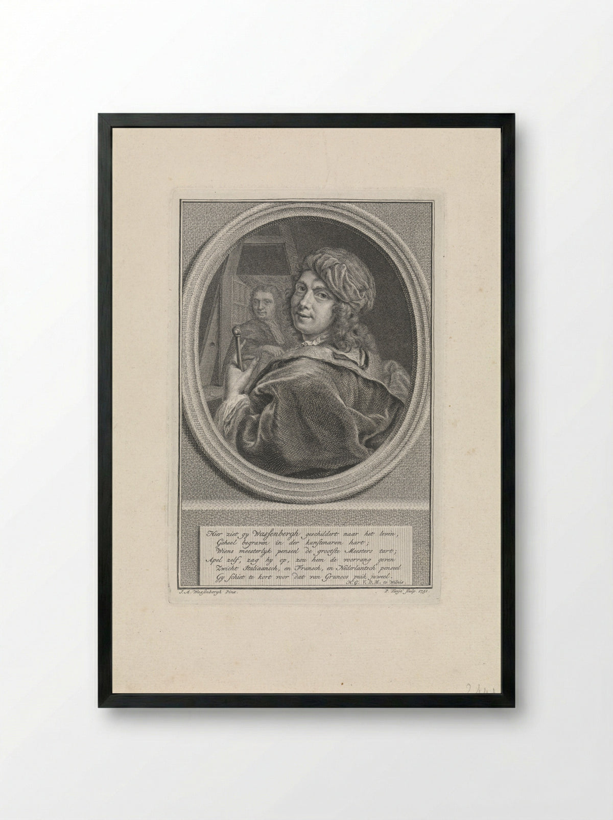 Self-Portrait of Jan Abel Wassenbergh - Jan Abel Wassenbergh - Framed Print Black