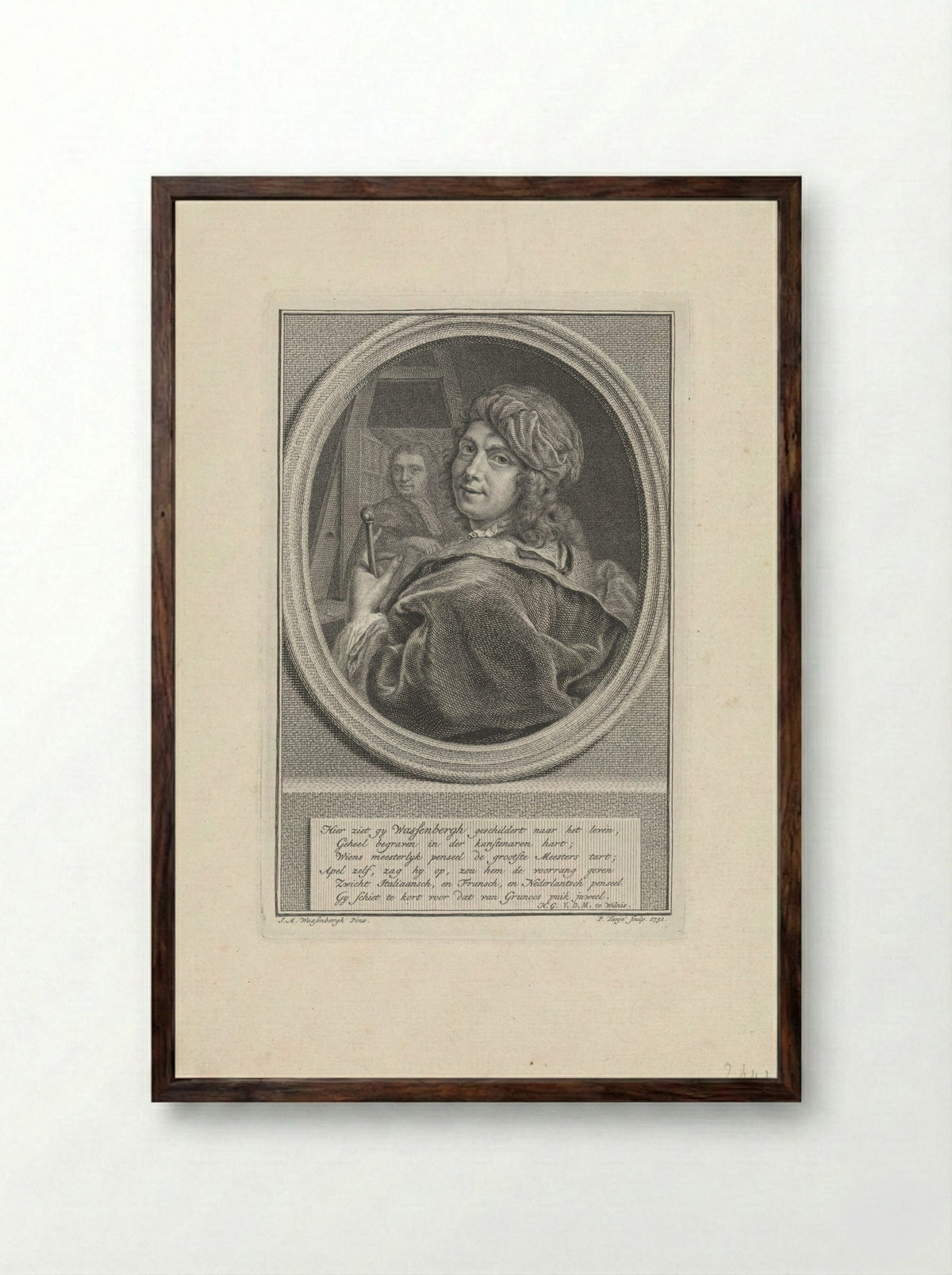 Self-Portrait of Jan Abel Wassenbergh - Jan Abel Wassenbergh - Framed Print Dark Wood
