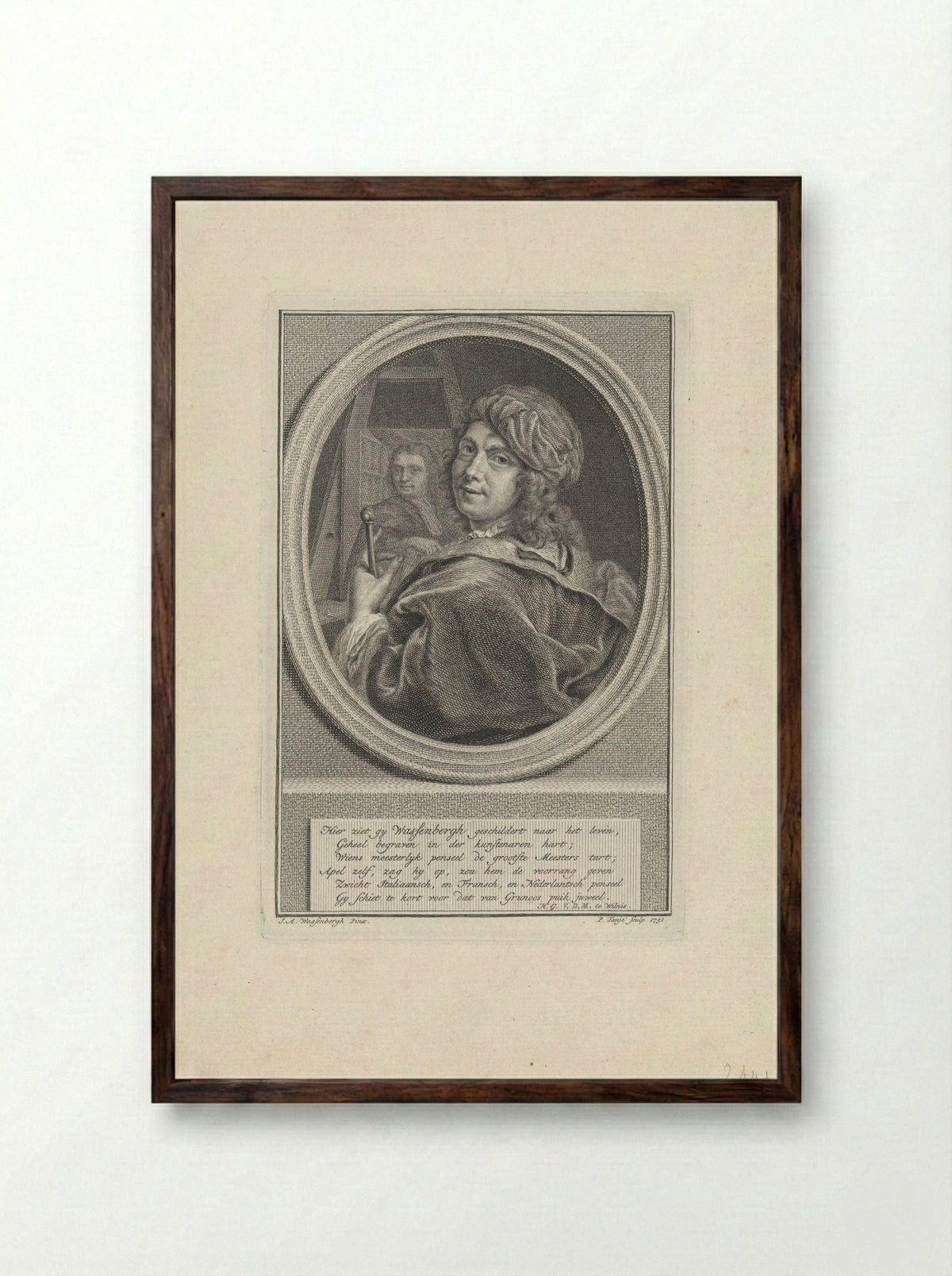 Self-Portrait of Jan Abel Wassenbergh - Jan Abel Wassenbergh - Framed Print Dark Wood
