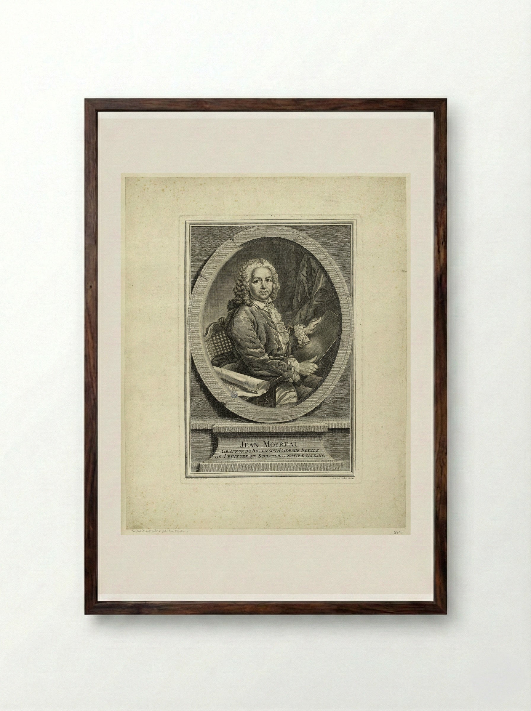 Self-Portrait of Jean Moyreau - Jean Moyreau - Framed Print Dark Wood
