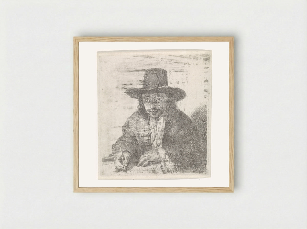 Self-Portrait of Johannes Lutma, Drawing - Johannes Lutma - Framed Print Wood