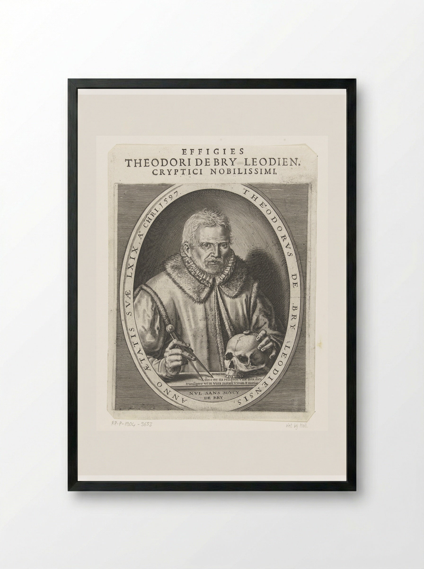 Self-Portrait of Theodor de Bry - Theodor de Bry - Framed Print Black