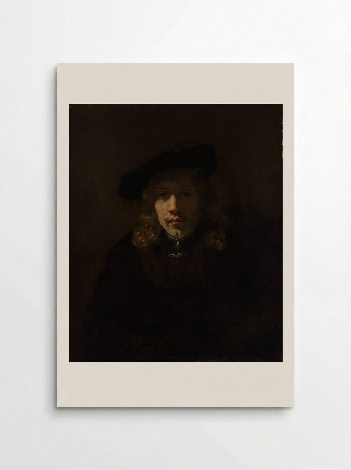 Self-Portrait with Beret and Turned-Up Collar - Rembrandt van Rijn - Poster