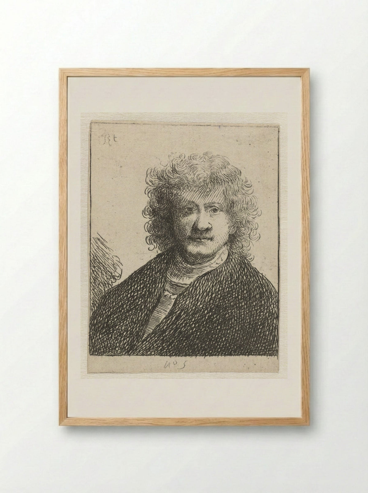 Self-Portrait with Broad Nose - Rembrandt van Rijn - Framed Print Wood