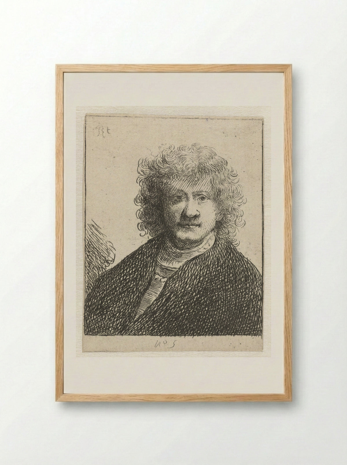 Self-Portrait with Broad Nose - Rembrandt van Rijn - Framed Print Wood