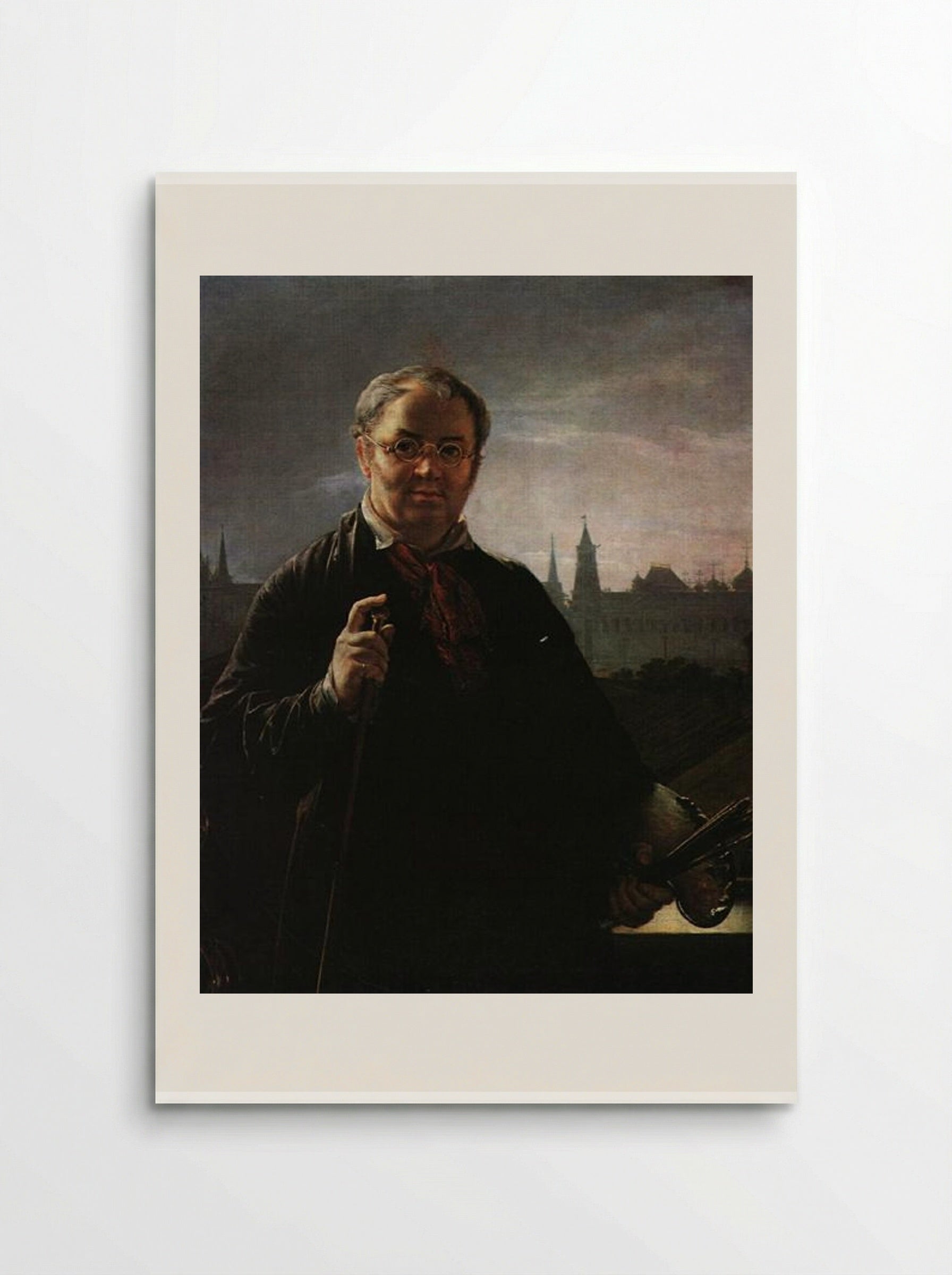 Self-Portrait with Brushes and a Palette Against a Window Facing the Kremlin - Vasily Tropinin - Poster