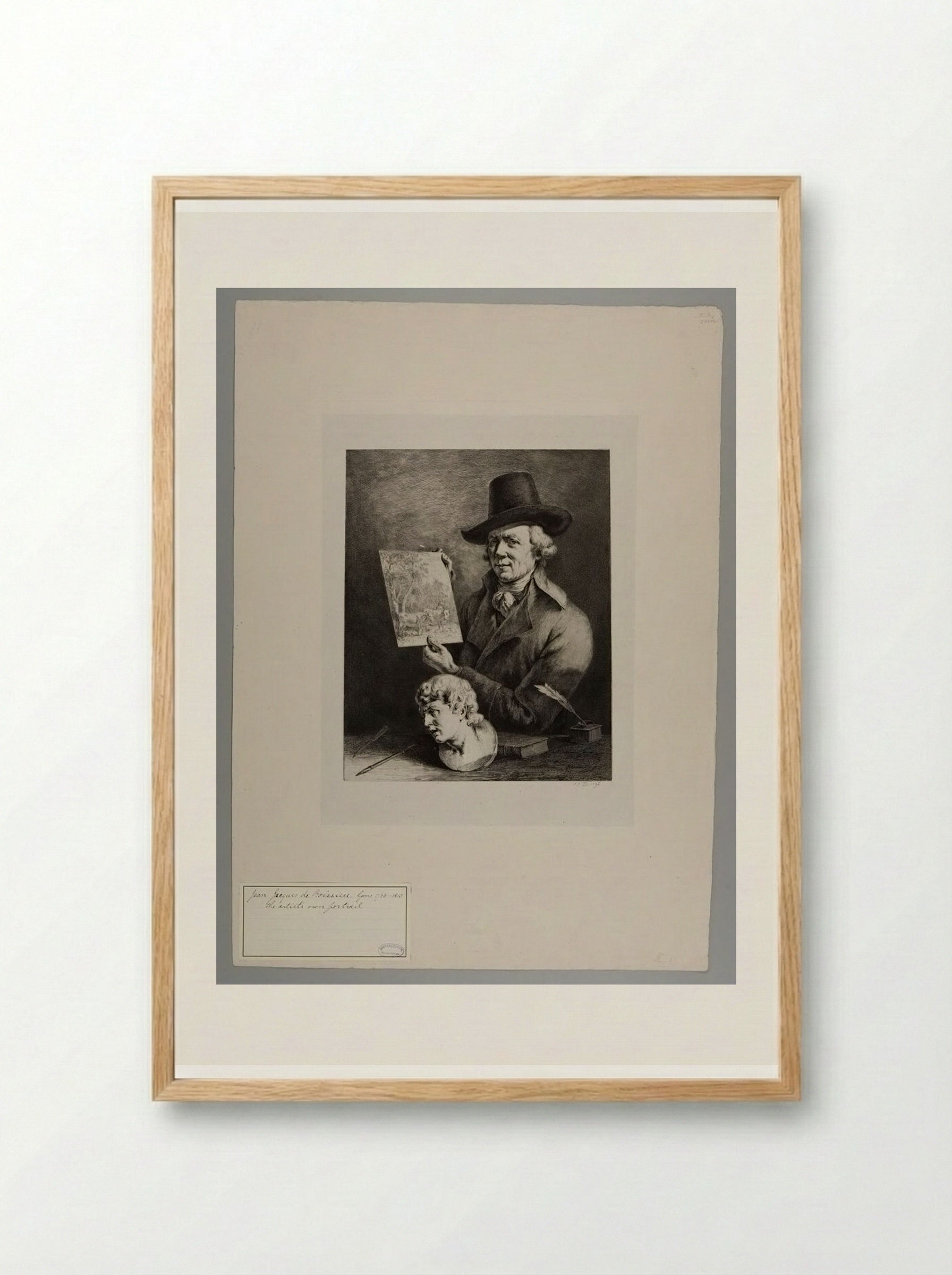 Self-Portrait (with Cows) - Jean-Jacques de Boissieu - Framed Print Wood
