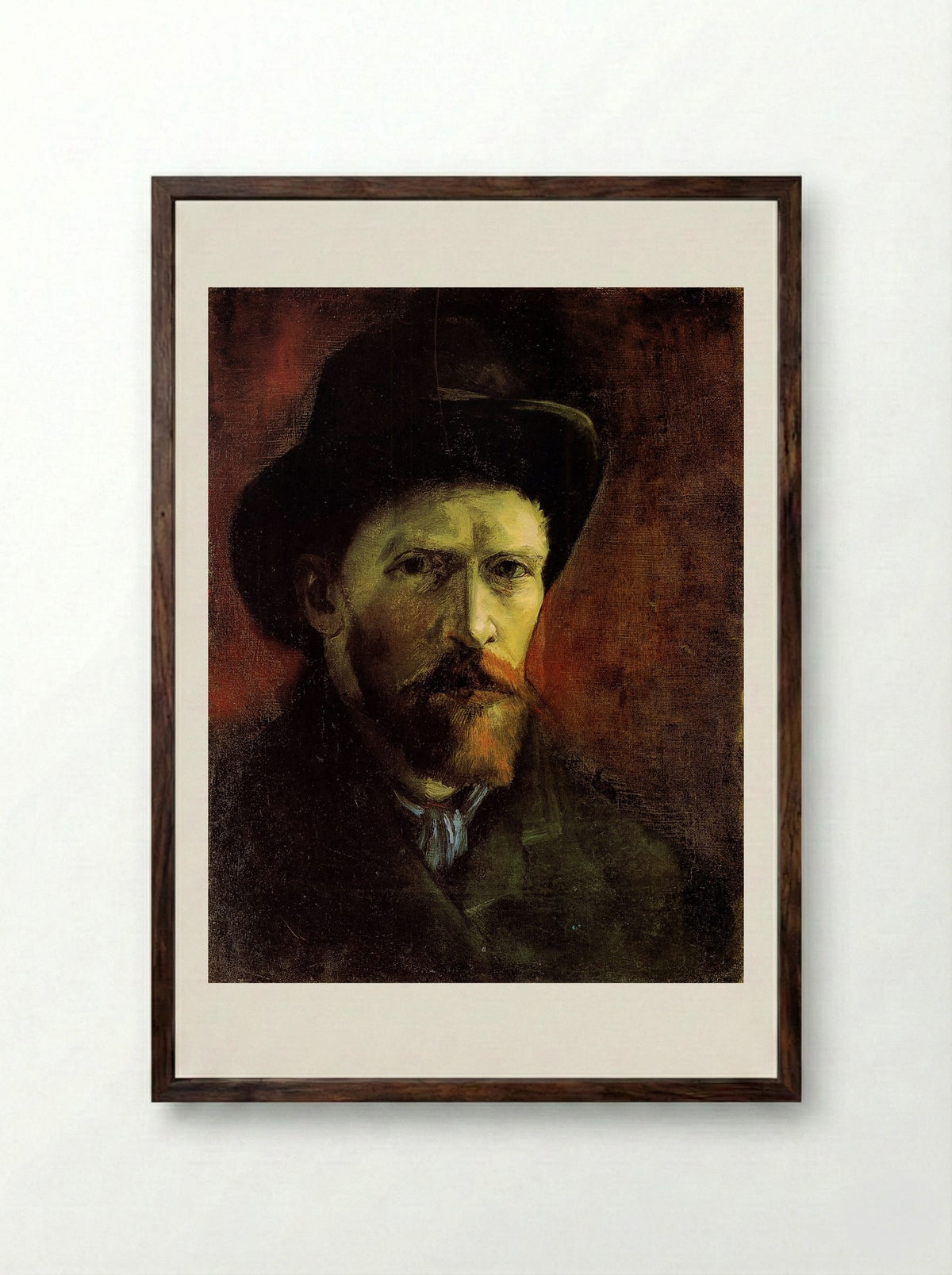 Self-Portrait with Dark Felt Hat - Vincent van Gogh - Framed Print Dark Wood