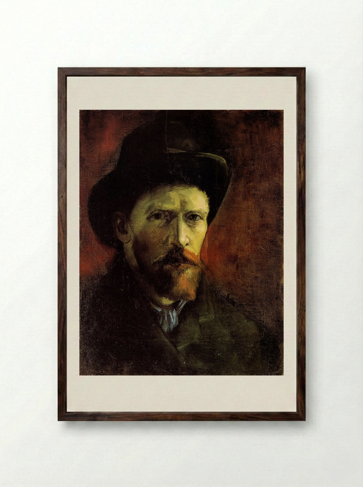 Self-Portrait with Dark Felt Hat - Vincent van Gogh - Framed Print Dark Wood