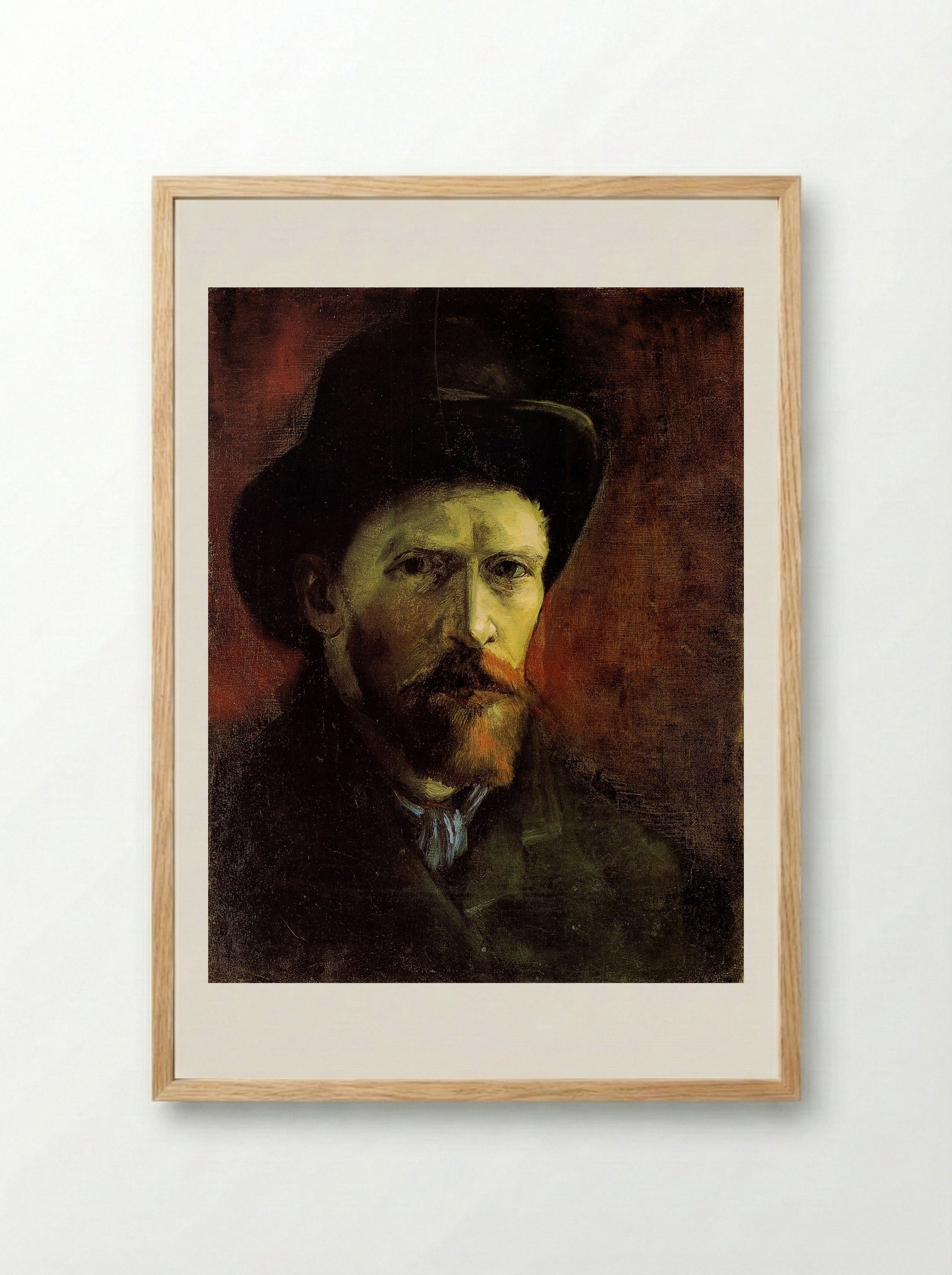 Self-Portrait with Dark Felt Hat - Vincent van Gogh - Framed Print Wood