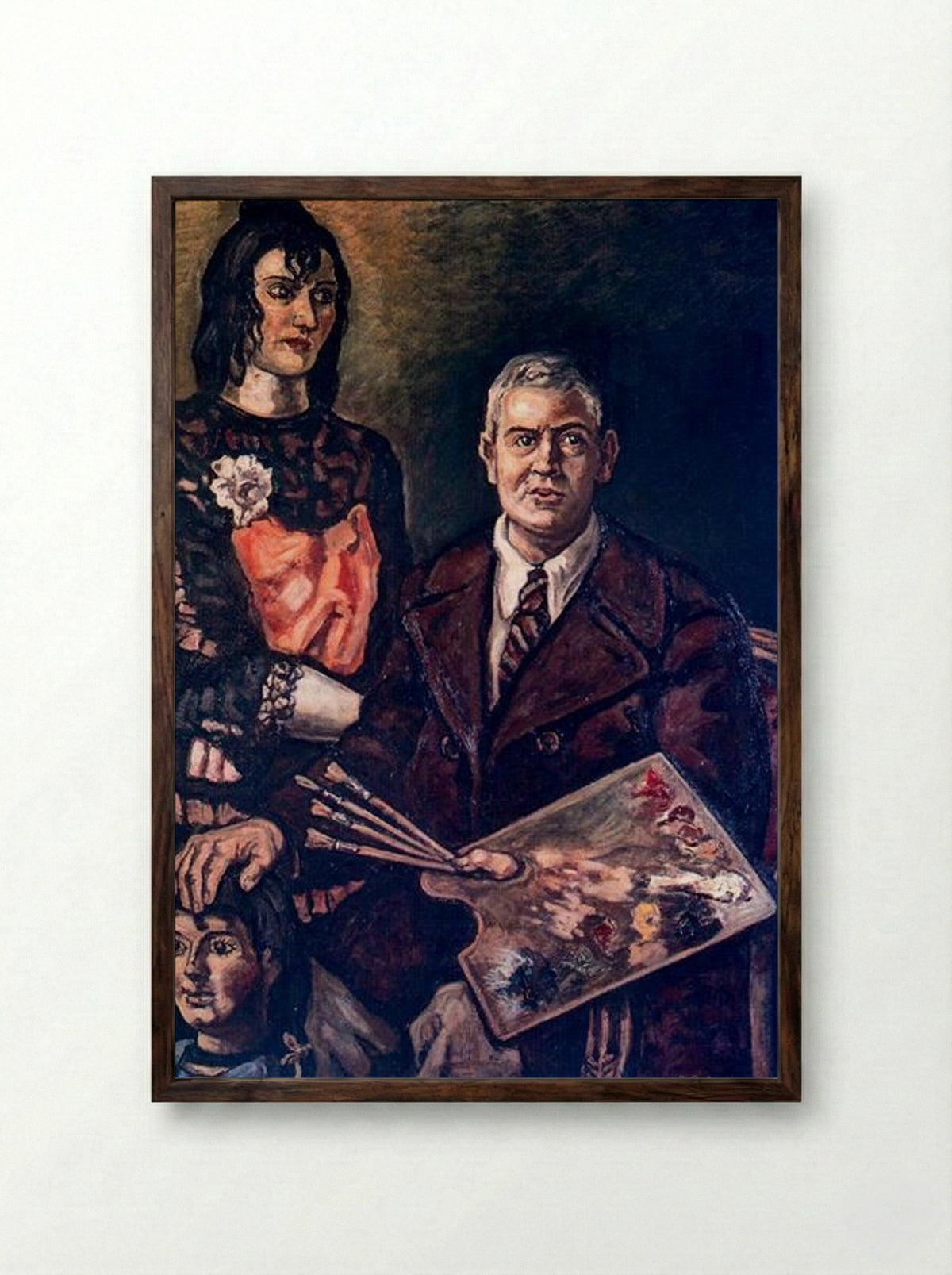 Self-Portrait with Doll - José Gutiérrez Solana - Framed Print Dark Wood