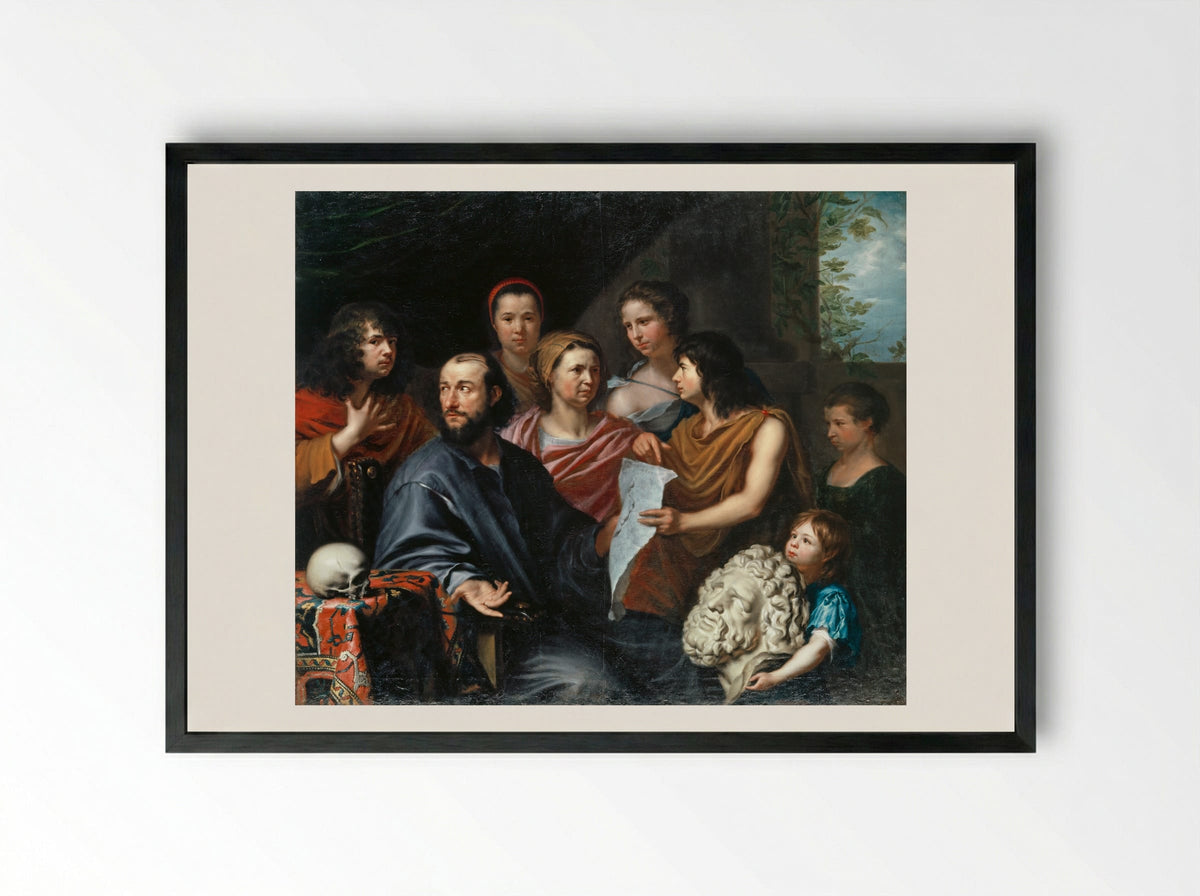 Self-Portrait with Family - Matthäus Merian (I) - Framed Print Black
