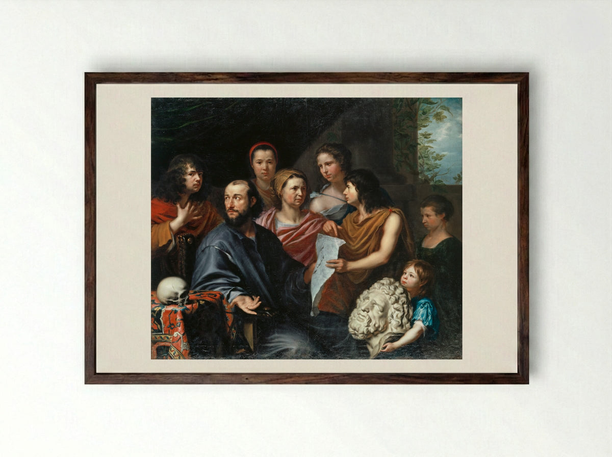 Self-Portrait with Family - Matthäus Merian (I) - Framed Print Dark Wood