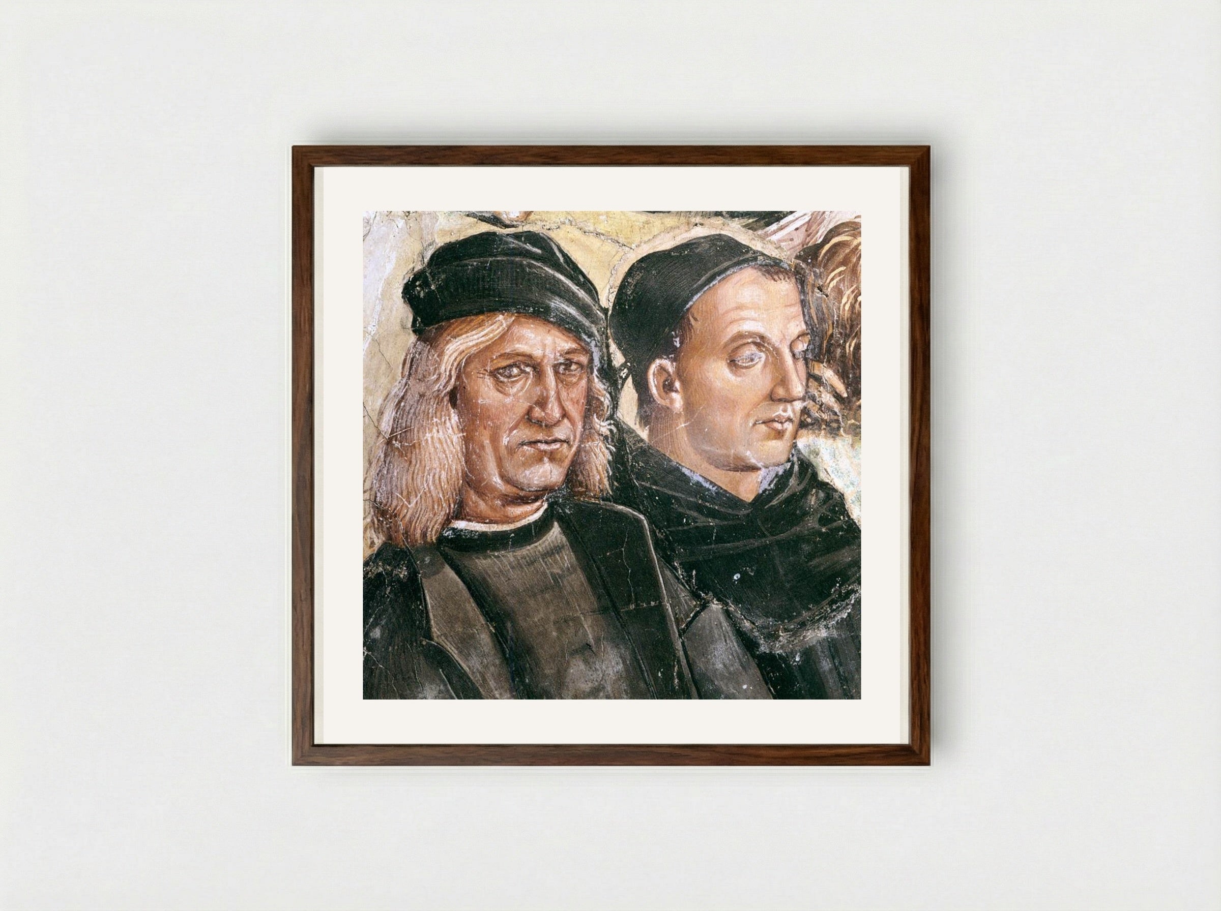 Self-Portrait with Fra Angelico - Luca Signorelli - Framed Print Dark Wood