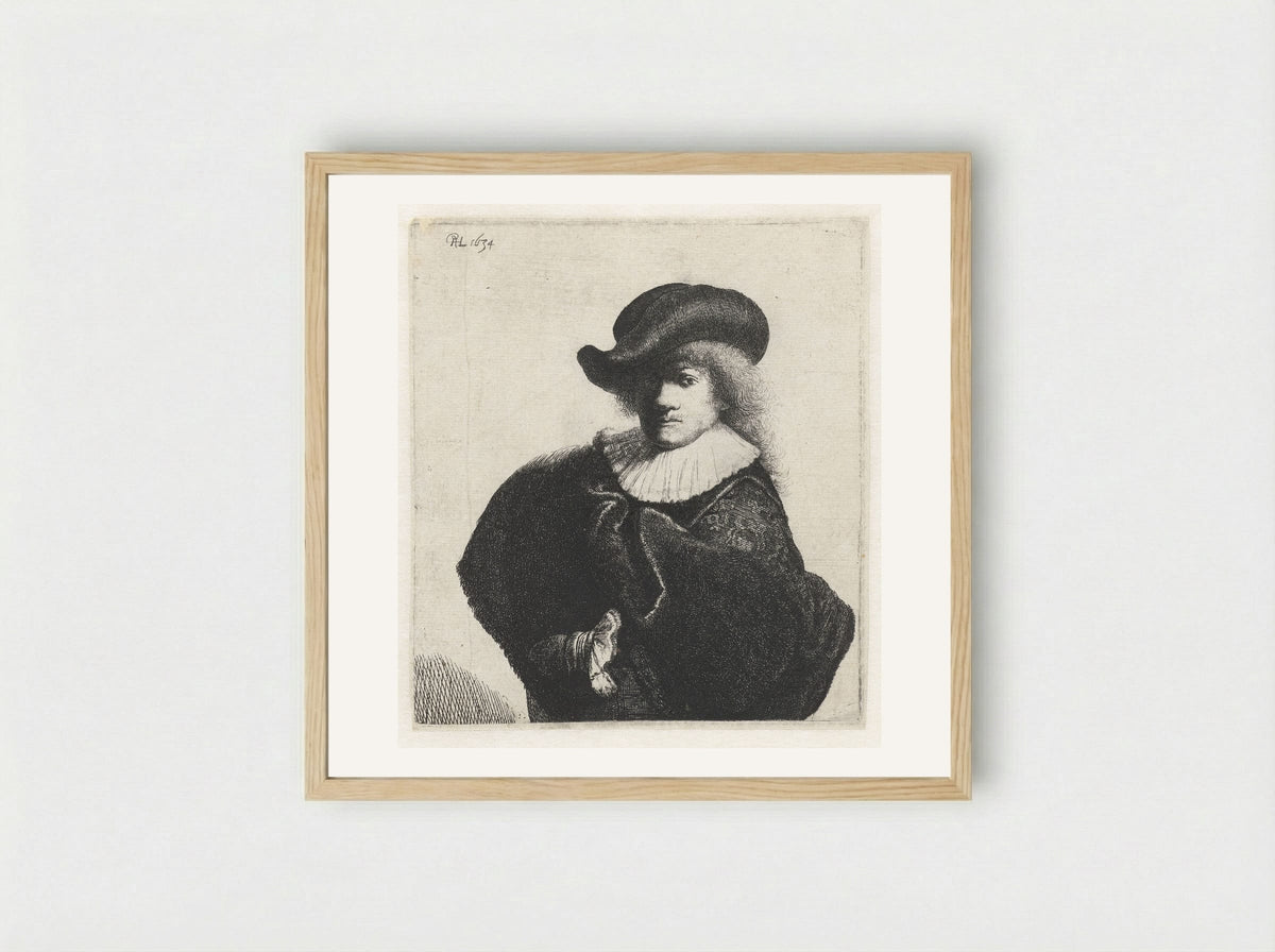 Self-Portrait with Hat and Velvet Cloak - Jan Gillisz. van Vliet - Framed Print Wood
