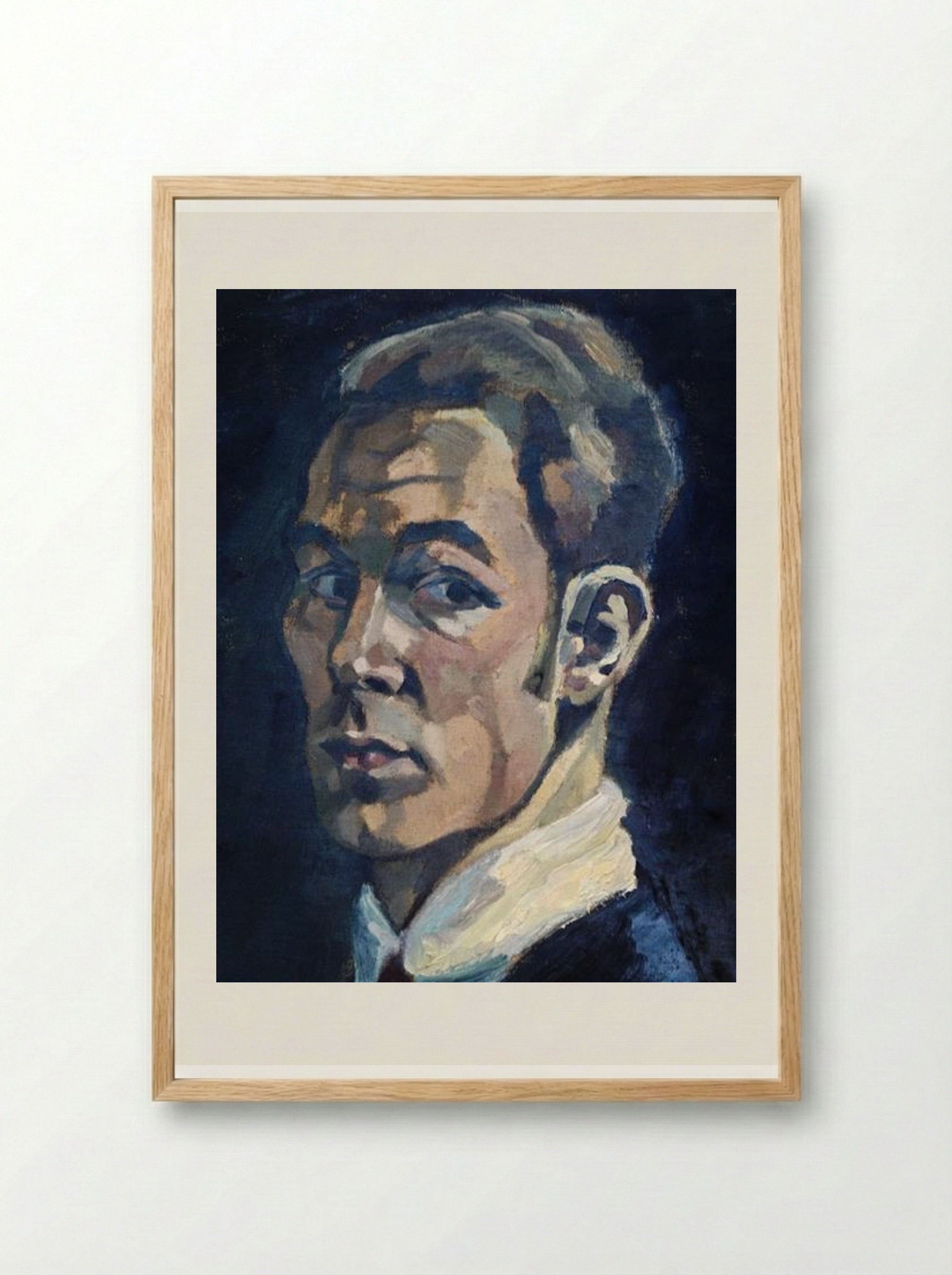 Self Portrait with Head in Hand - Walter Gramatté - Framed Print Wood
