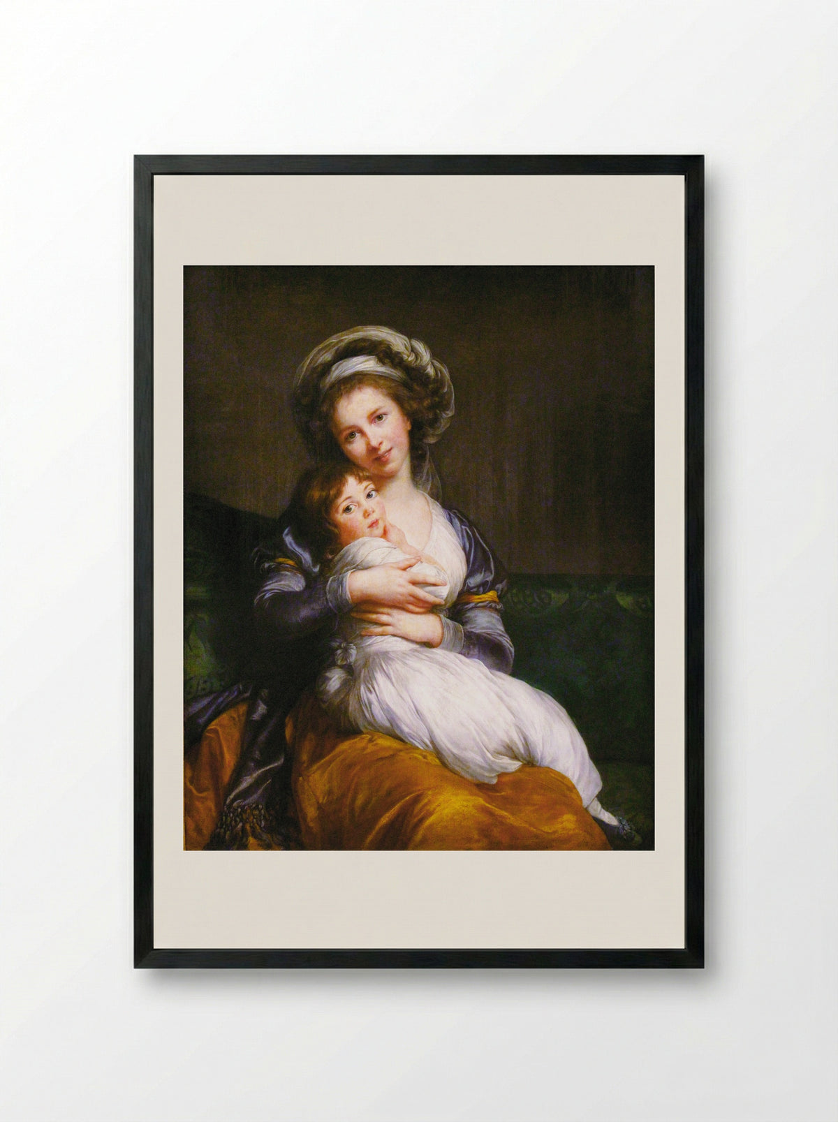 Self-Portrait with Her Daughter, Julie - Louise Elisabeth Vigée Le Brun - Framed Print Black