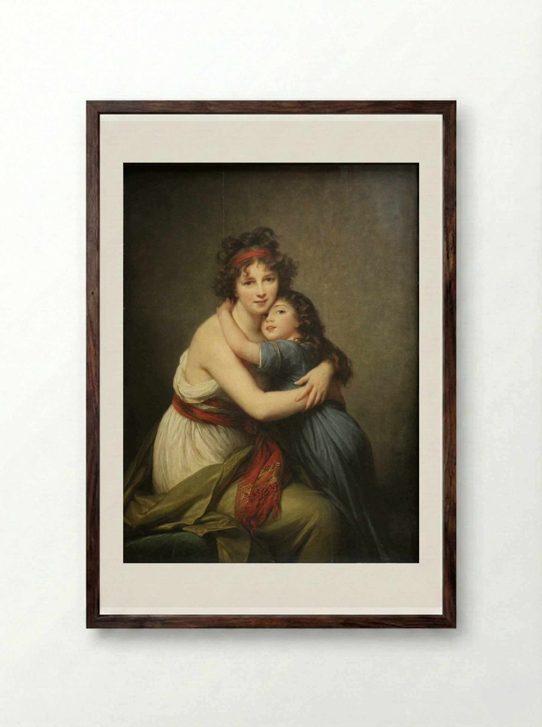 Self-Portrait with Her Daughter, Julie - Louise Elisabeth Vigée Le Brun - Framed Print Dark Wood