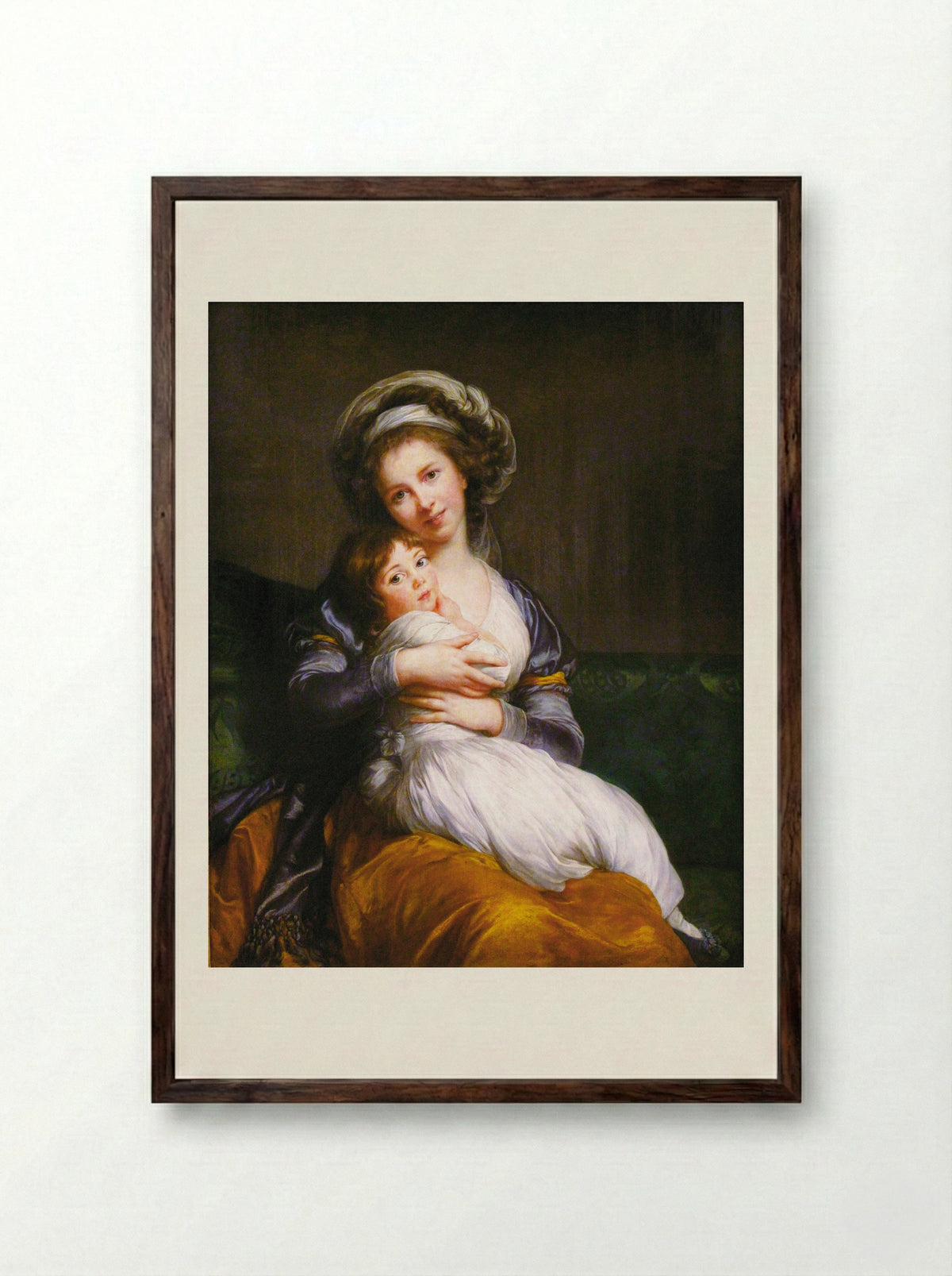 Self-Portrait with Her Daughter, Julie - Louise Elisabeth Vigée Le Brun - Framed Print Dark Wood