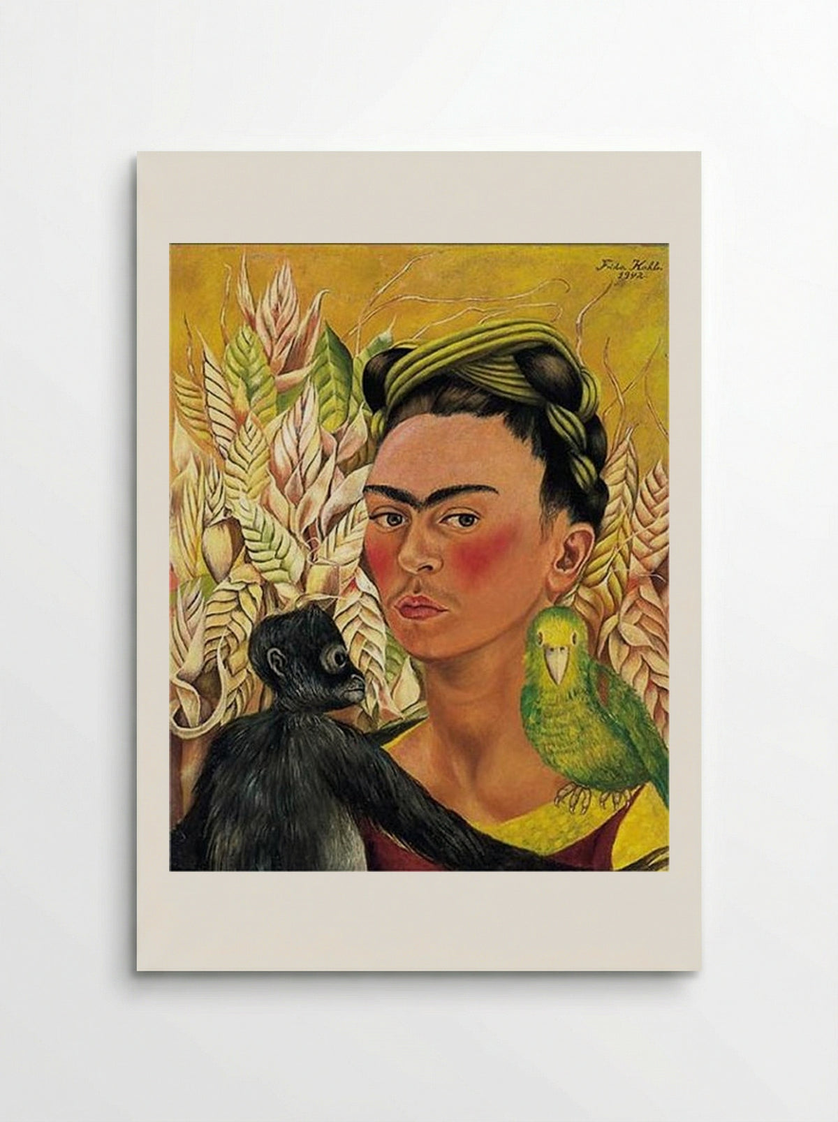 Self Portrait with Monkey and Parrot - Frida Kahlo - Poster