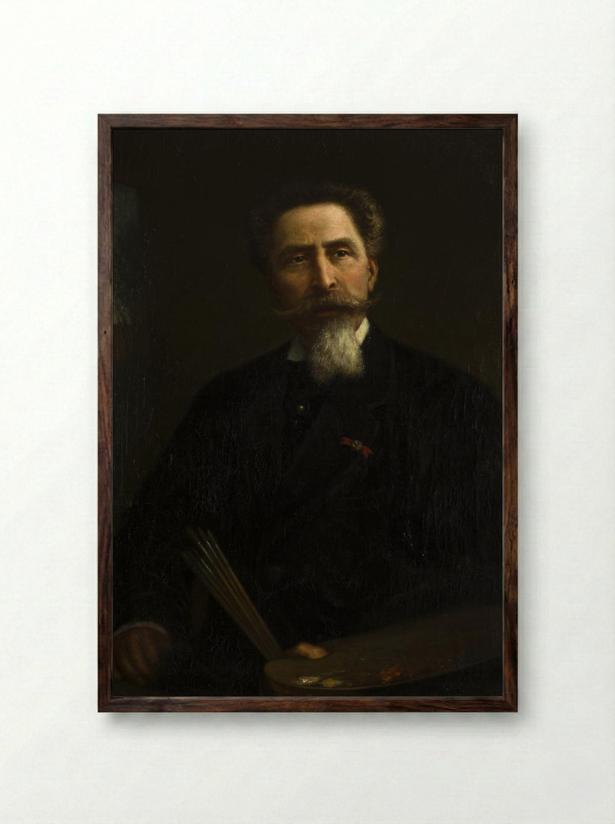Self-Portrait with Palette - Jacobus Hermanus Otterbeek - Framed Print Dark Wood