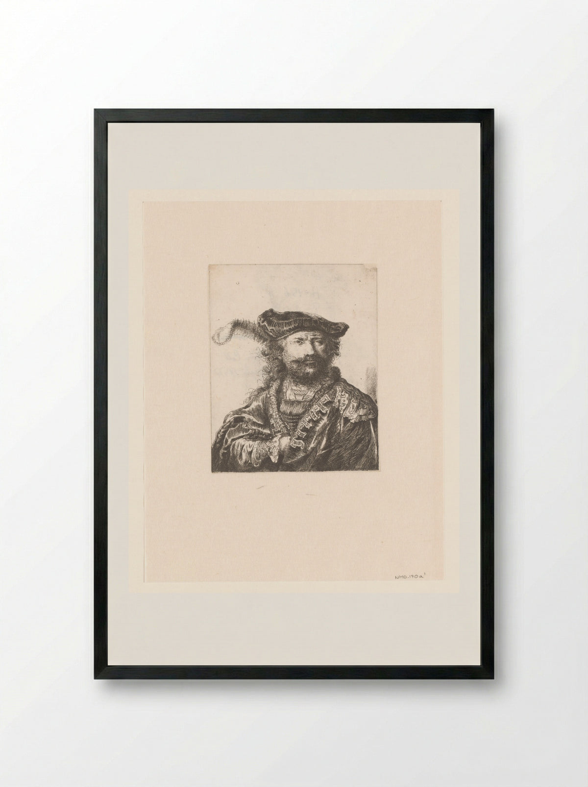 Self-Portrait with Plumed Velvet Beret - Constantino Cumano - Framed Print Black