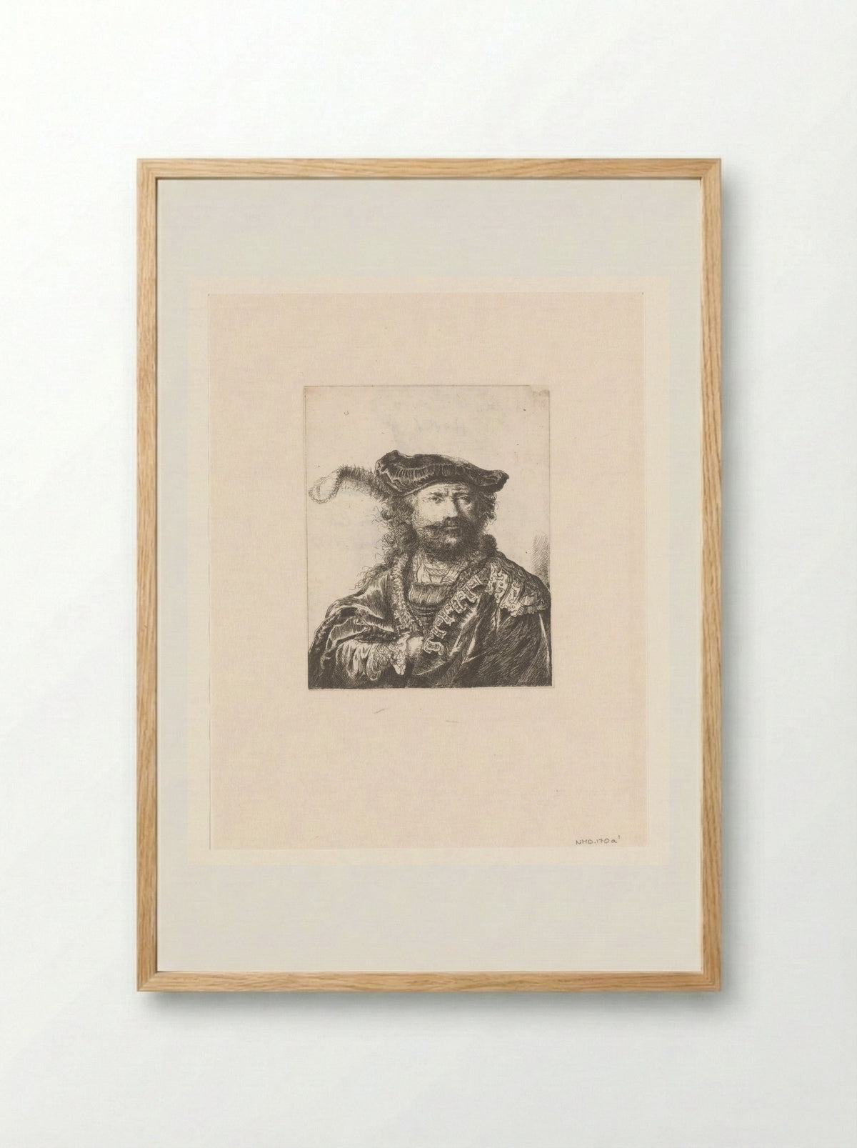 Self-Portrait with Plumed Velvet Beret - Constantino Cumano - Framed Print Wood