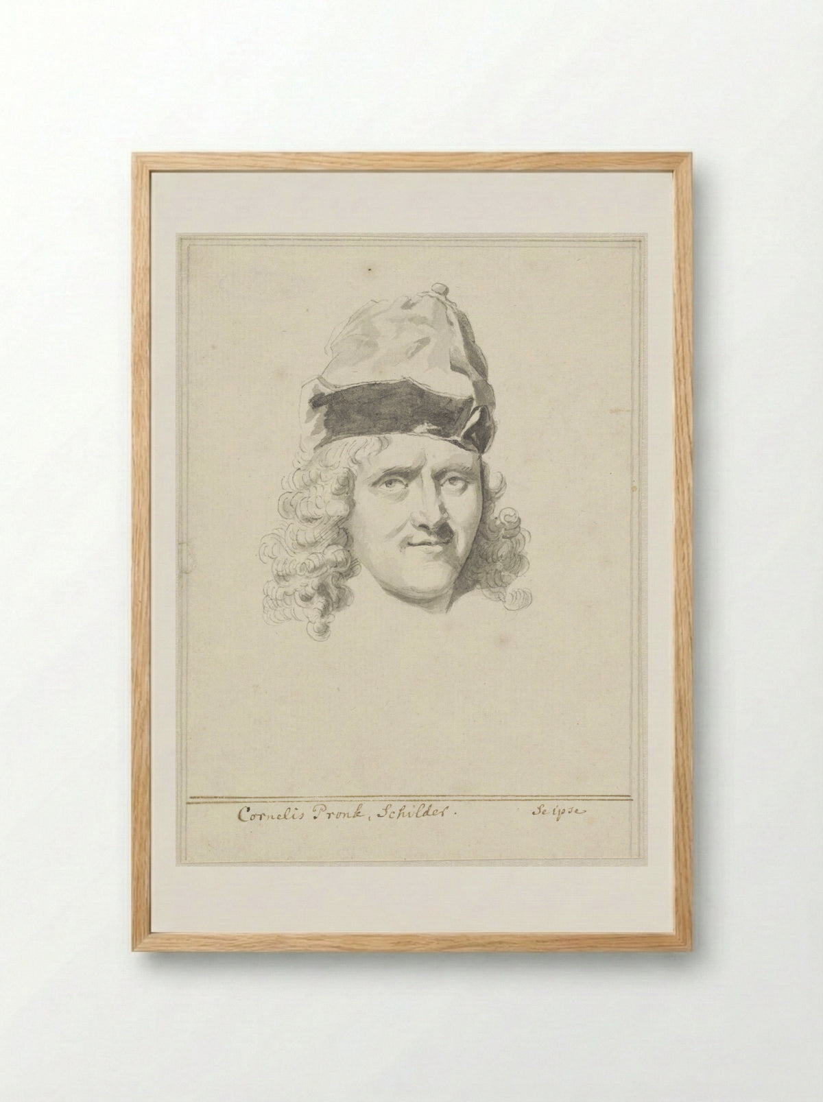 Self-Portrait with Pointed Cap - Cornelis Pronk - Framed Print Wood