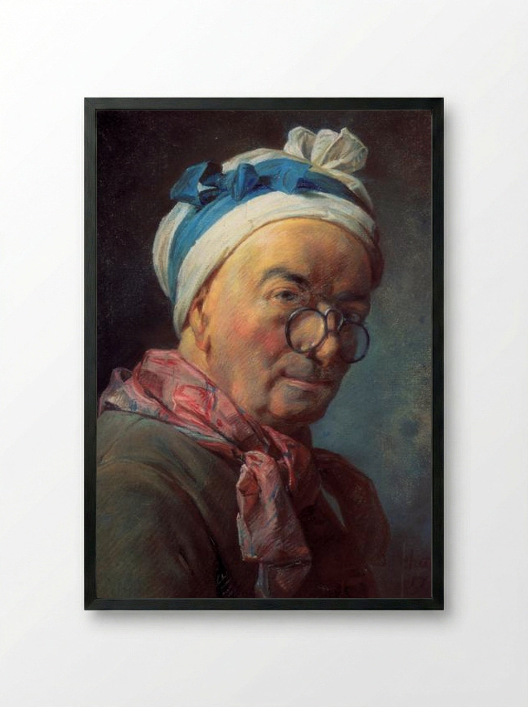 Self-Portrait with Spectacles - Jean-Baptiste-Siméon Chardin - Framed Print Black