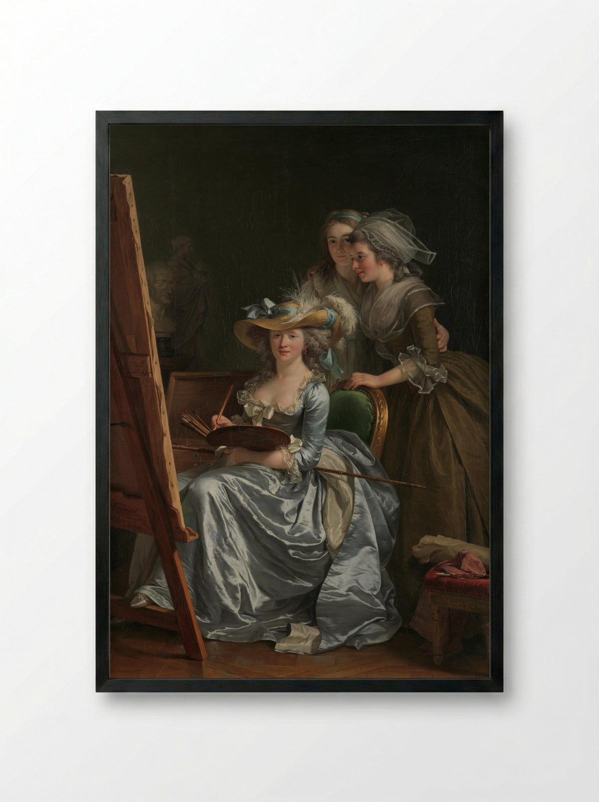 Self-Portrait with Two Pupils - Adélaïde Labille-Guiard - Framed Print Black