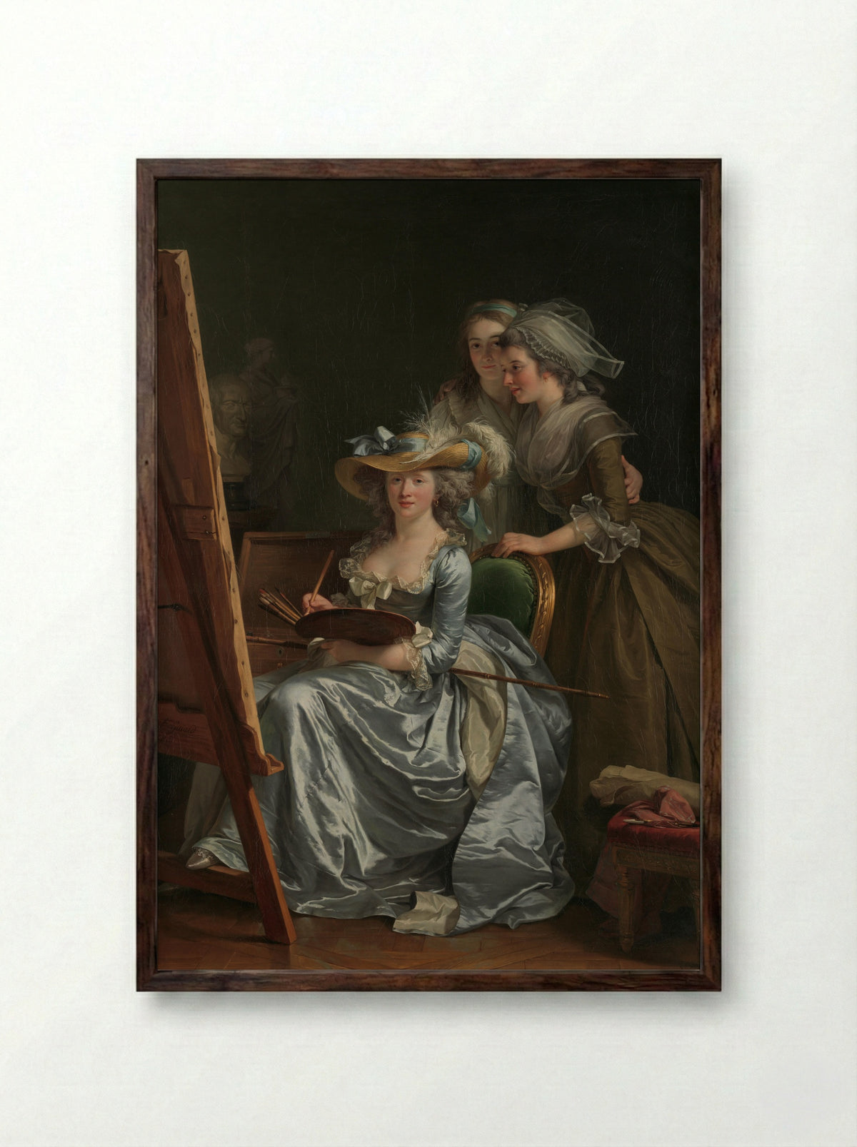 Self-Portrait with Two Pupils - Adélaïde Labille-Guiard - Framed Print Dark Wood