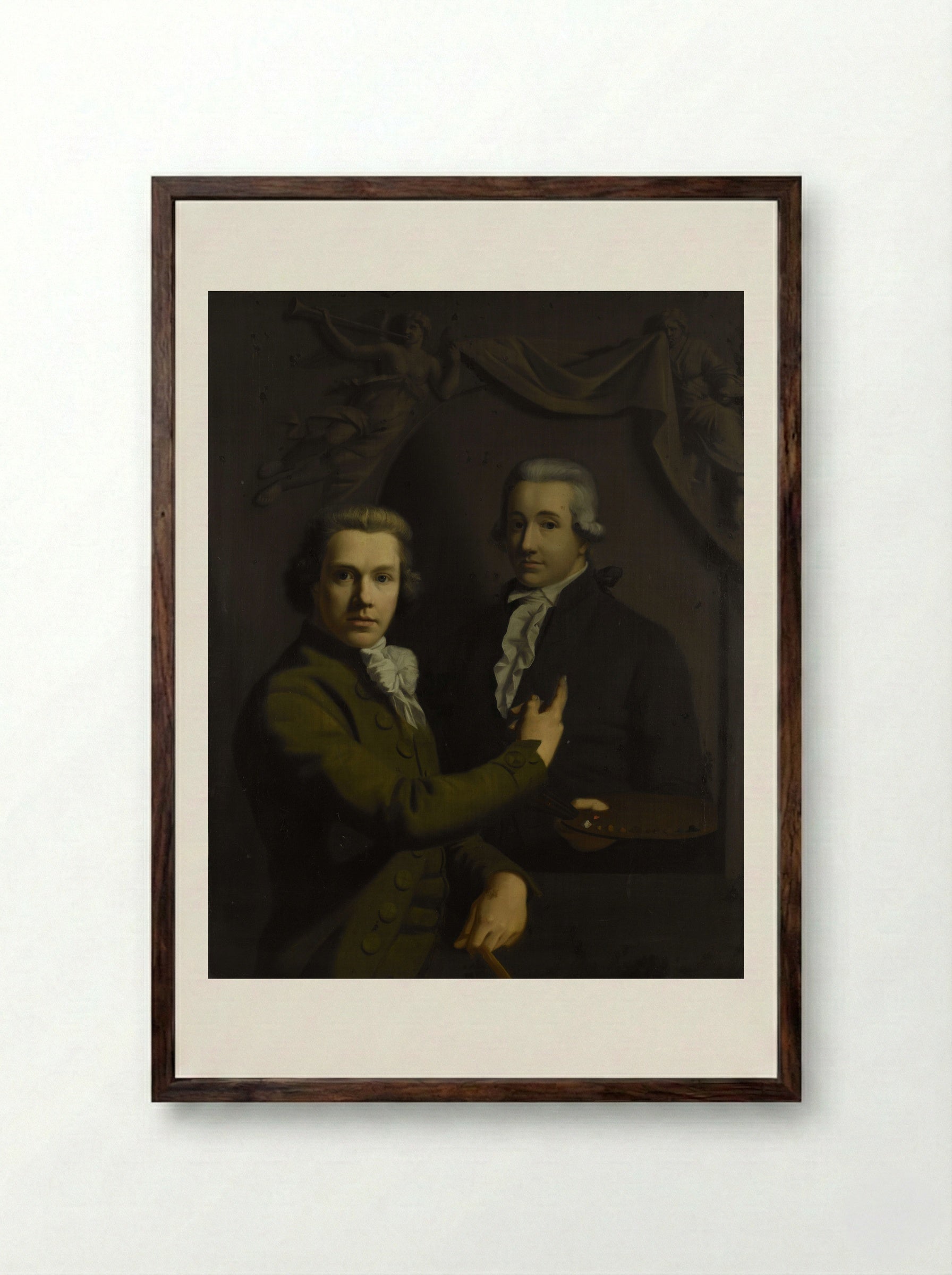Self-Portrait with a Friend - Willem Bartel van der Kooi - Framed Print Dark Wood