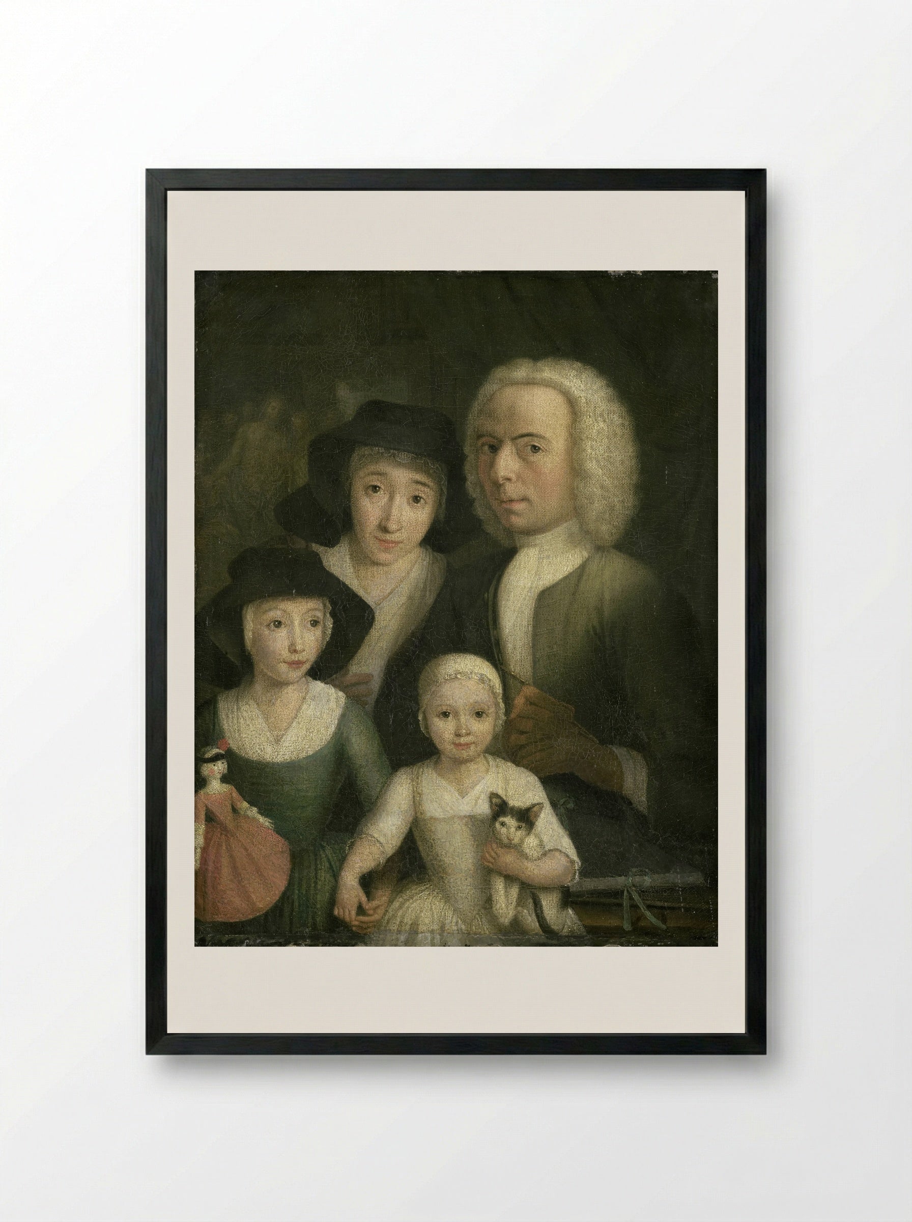 Self-Portrait with his Wife Sanneke van Bommel and their Two Children - Hendrik Spilman - Framed Print Black