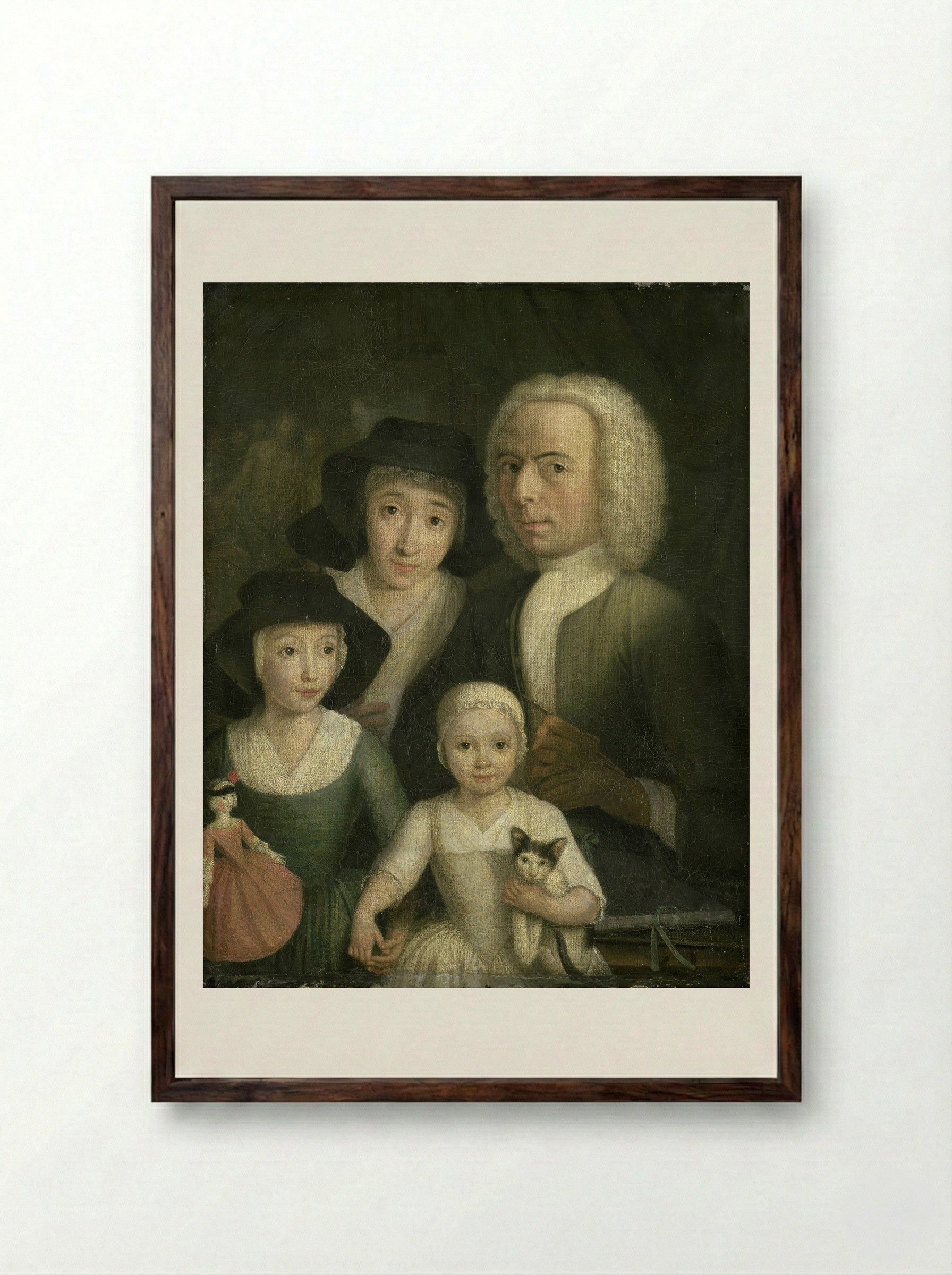Self-Portrait with his Wife Sanneke van Bommel and their Two Children - Hendrik Spilman - Framed Print Dark Wood