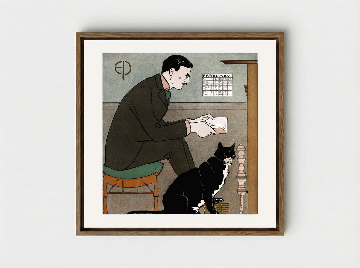 Self-Portrait - Edward Penfield - Framed Canvas Wood