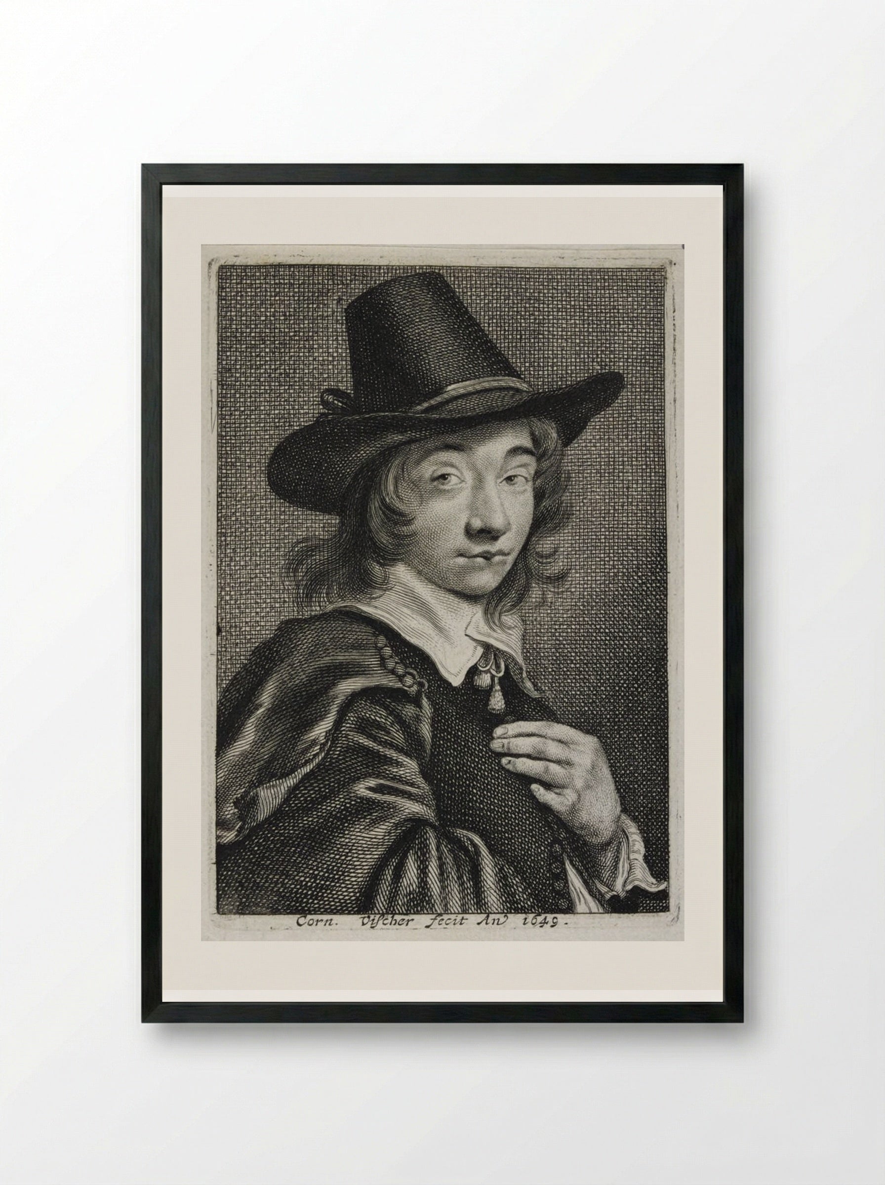 Self-Portrait - Cornelis Visscher - Framed Print Black