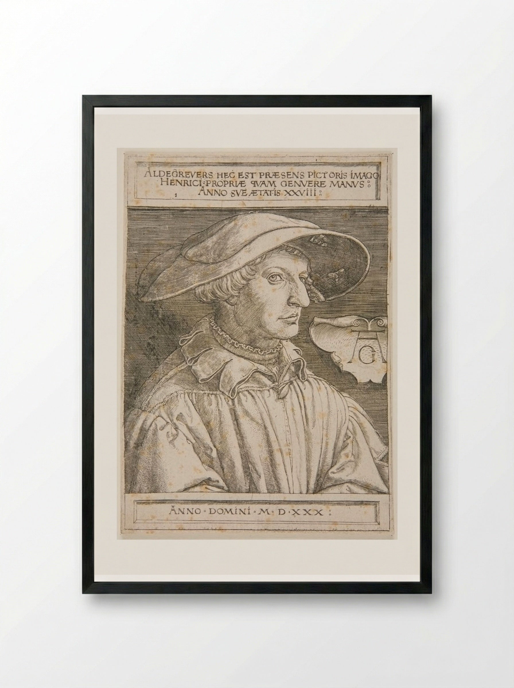 Self-Portrait - Heinrich Aldegrever - Framed Print Black