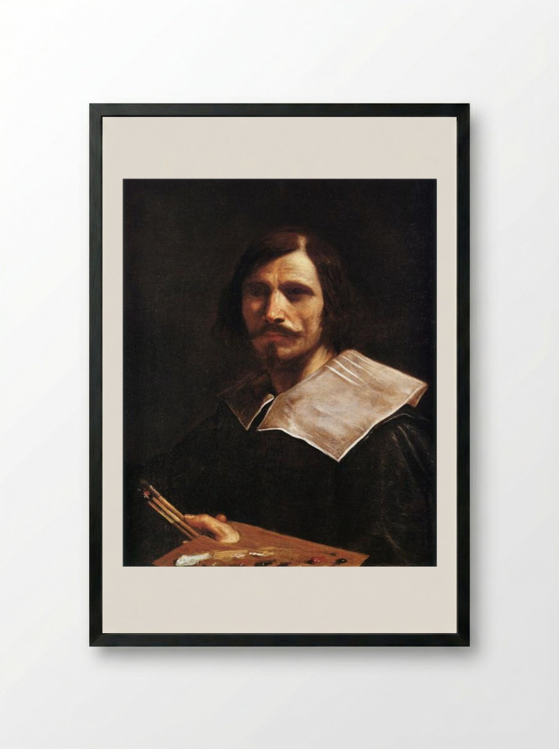 Self-Portrait - Guercino - Framed Print Black