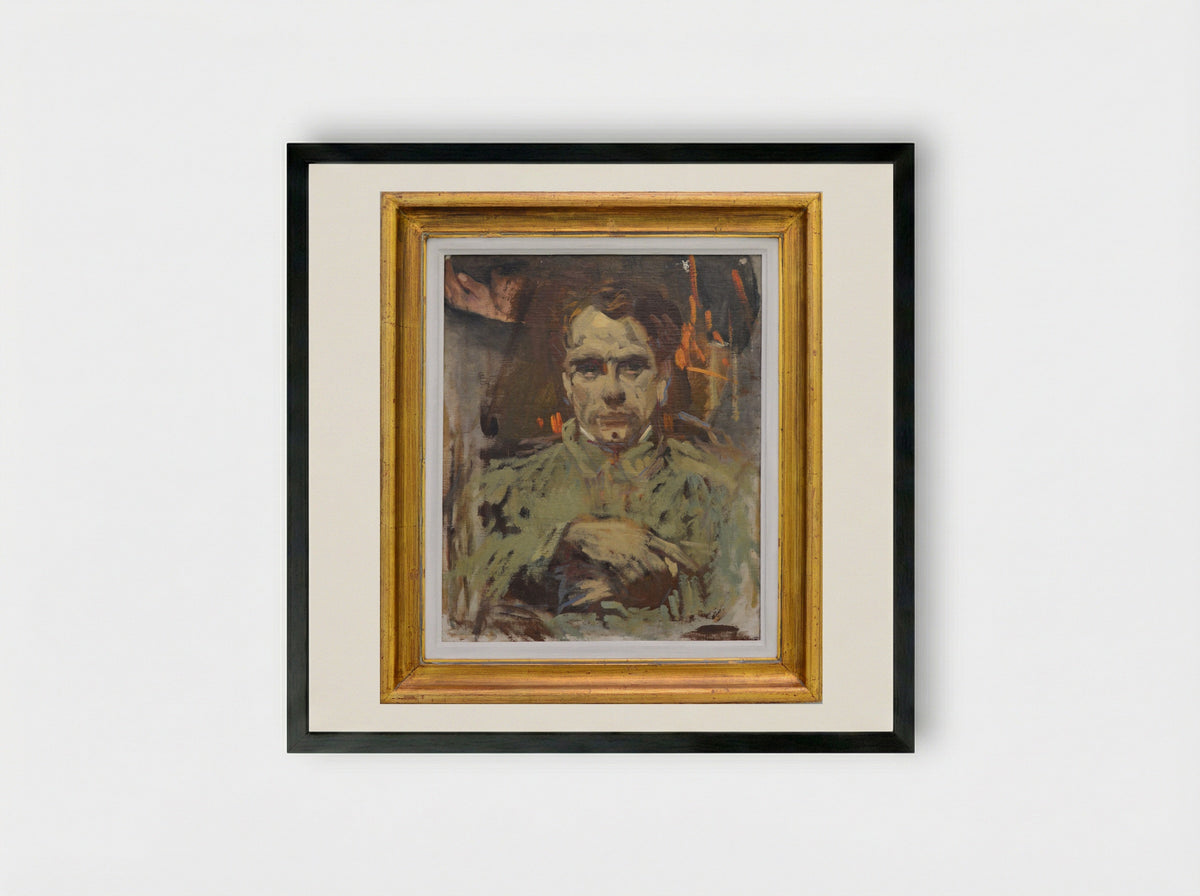 Self-Portrait - Nicolae Tonitza - Framed Print Black