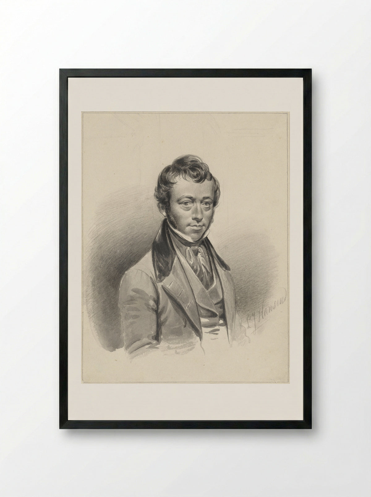 Self-Portrait - Lambertus Johannes Hansen - Framed Print Black
