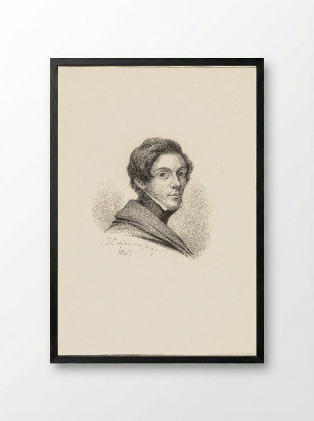 Self-Portrait - Johannes Cornelis Haccou - Framed Print Black
