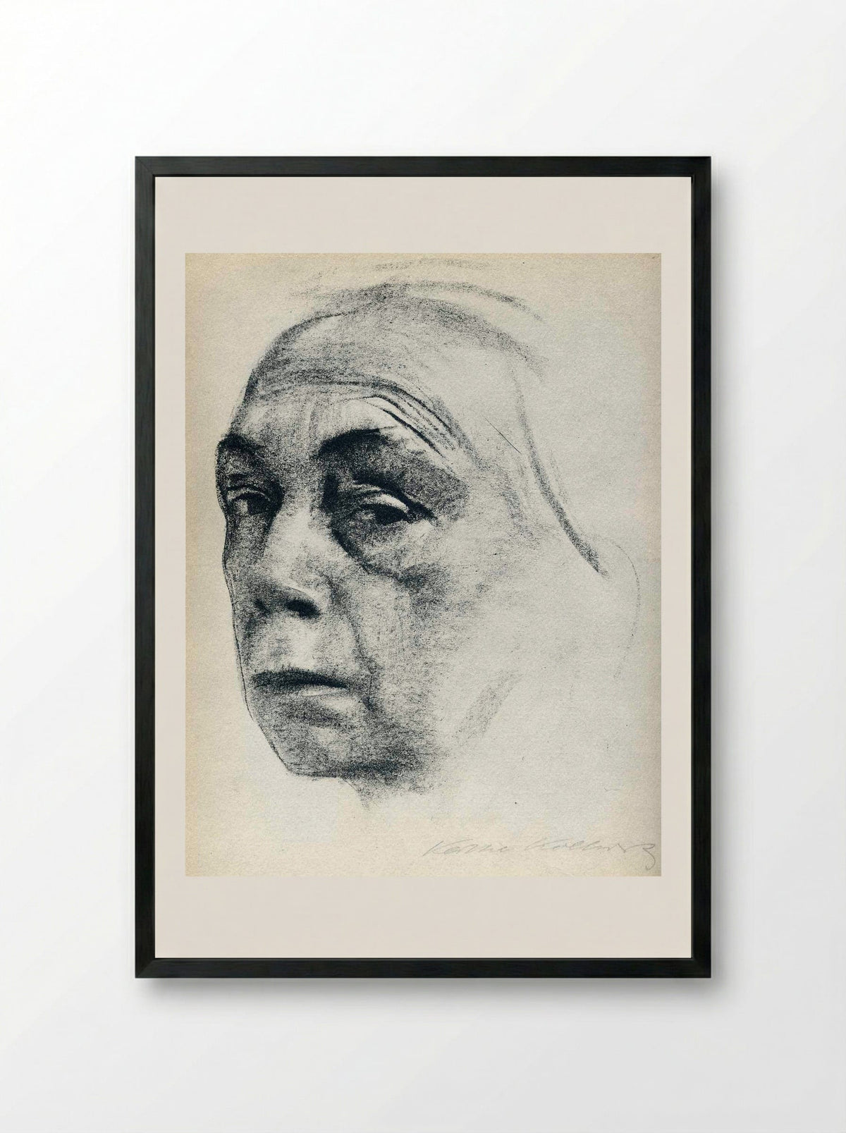 Self-Portrait - Käthe Kollwitz - Framed Print Black