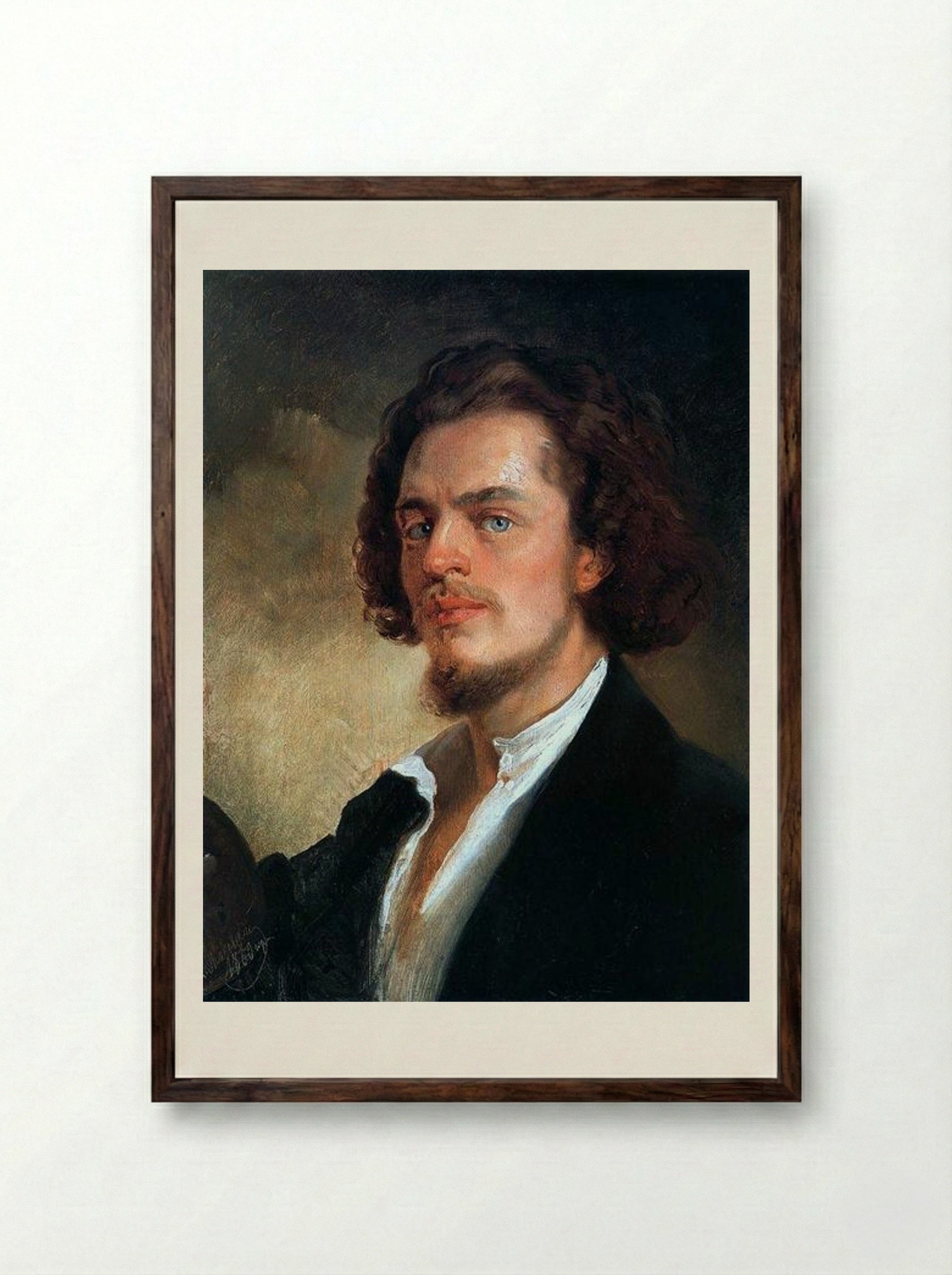 Self-Portrait - Konstantin Makovsky - Framed Print Dark Wood