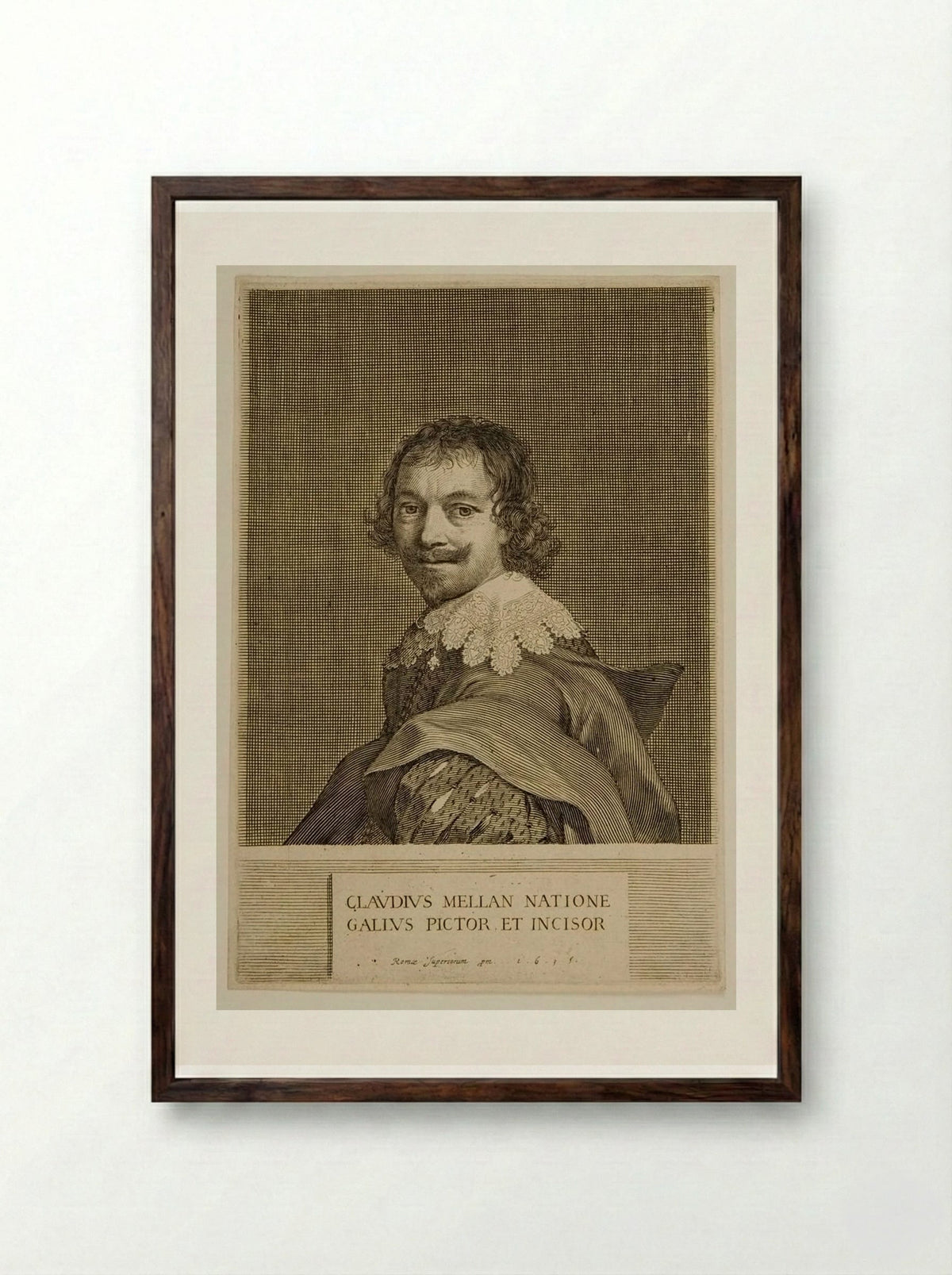 Self-Portrait - Claude Mellan - Framed Print Dark Wood