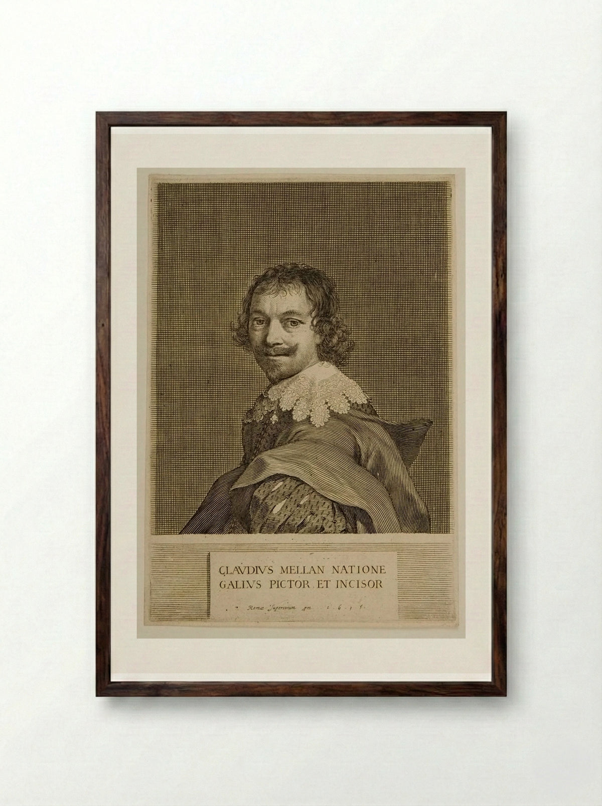 Self-Portrait - Claude Mellan - Framed Print Dark Wood