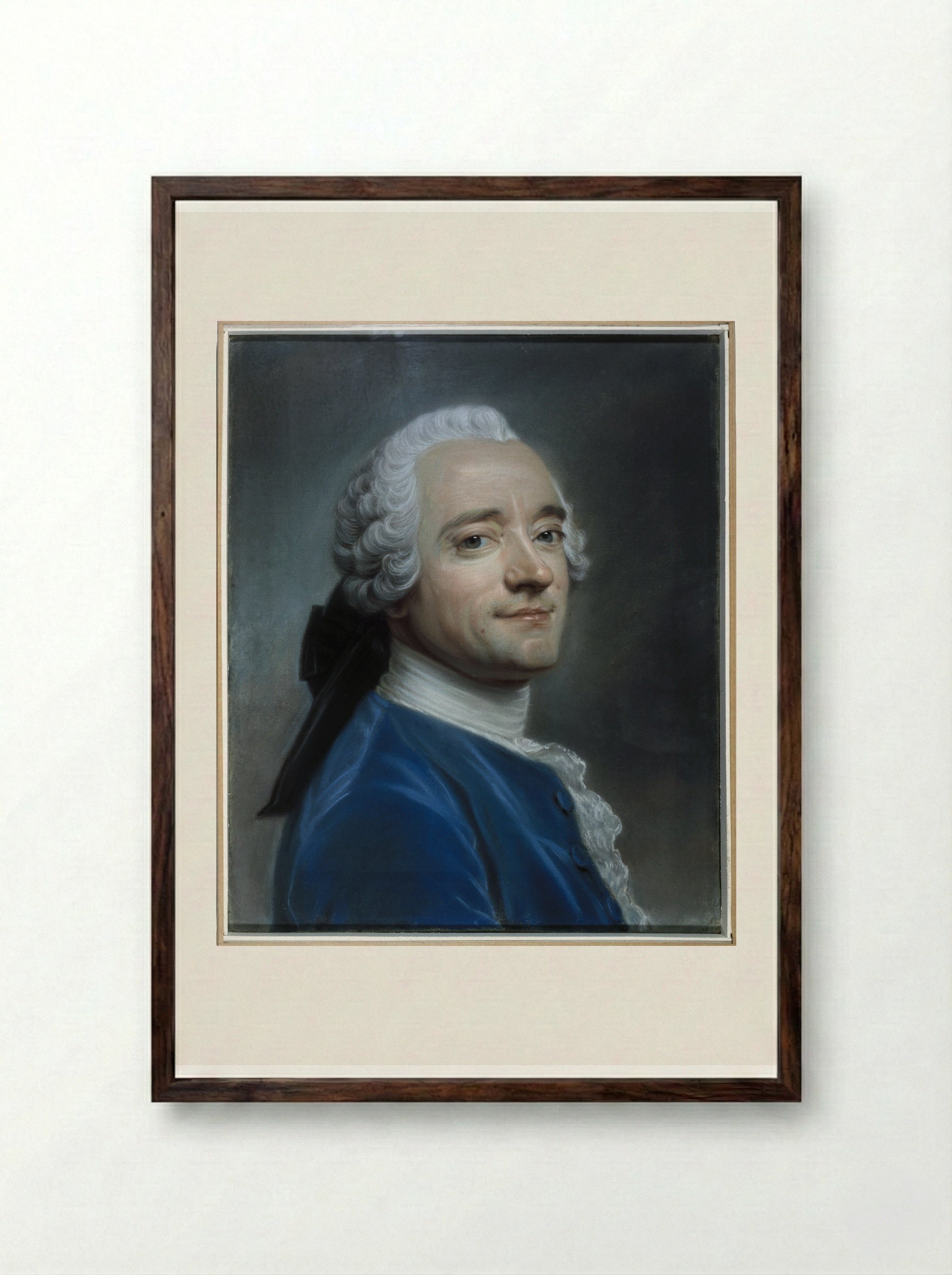 Self-Portrait - Maurice Quentin de La Tour - Framed Print Dark Wood